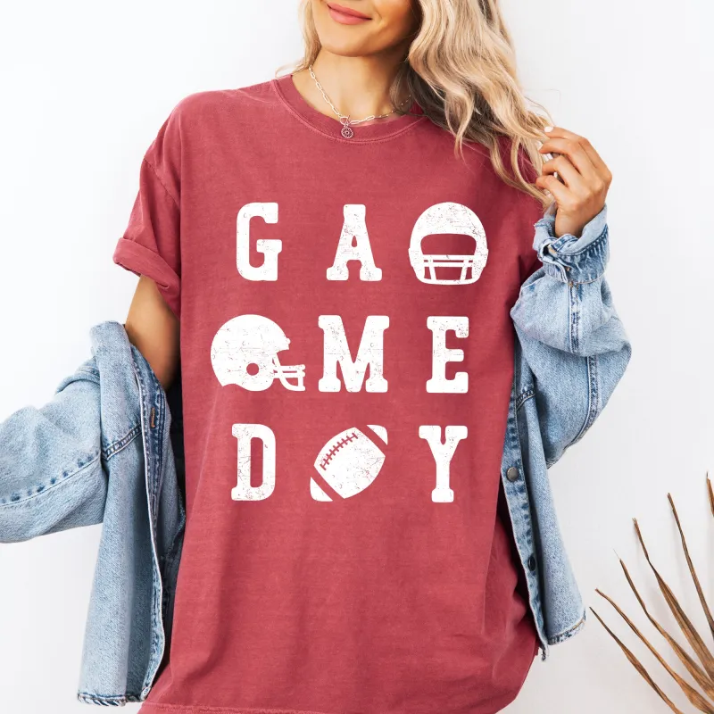 Game Day, Football, Helmet, Sports, Big Game, Touchdown, Tailgate Party Tshirt Comfort Colors T-Shirt sold by Refinery Number One