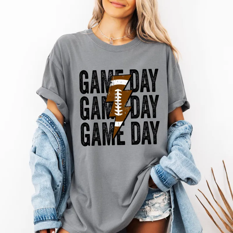 Game Day, Lightening Bolt, Football, Sports, Big Game, Touchdown, Tailgate Party Tshirt Comfort Colors T-Shirt sold by Refinery Number One