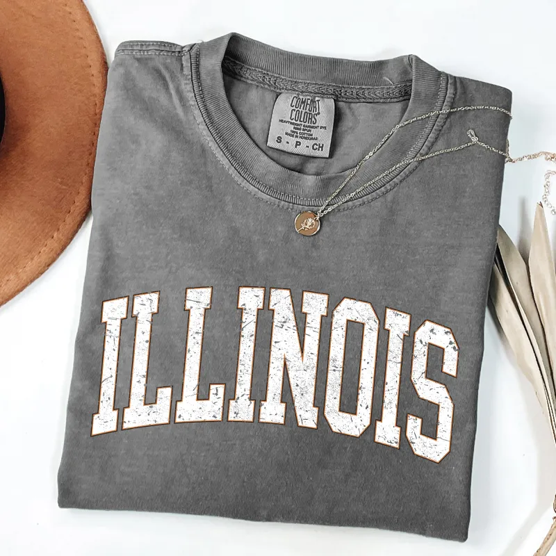Illinois, Football, Sports, Game Day, Big Game, Touchdown, Tailgate Party, University, College, State Tshirt Comfort Colors T-Shirt sold by Refinery Number One