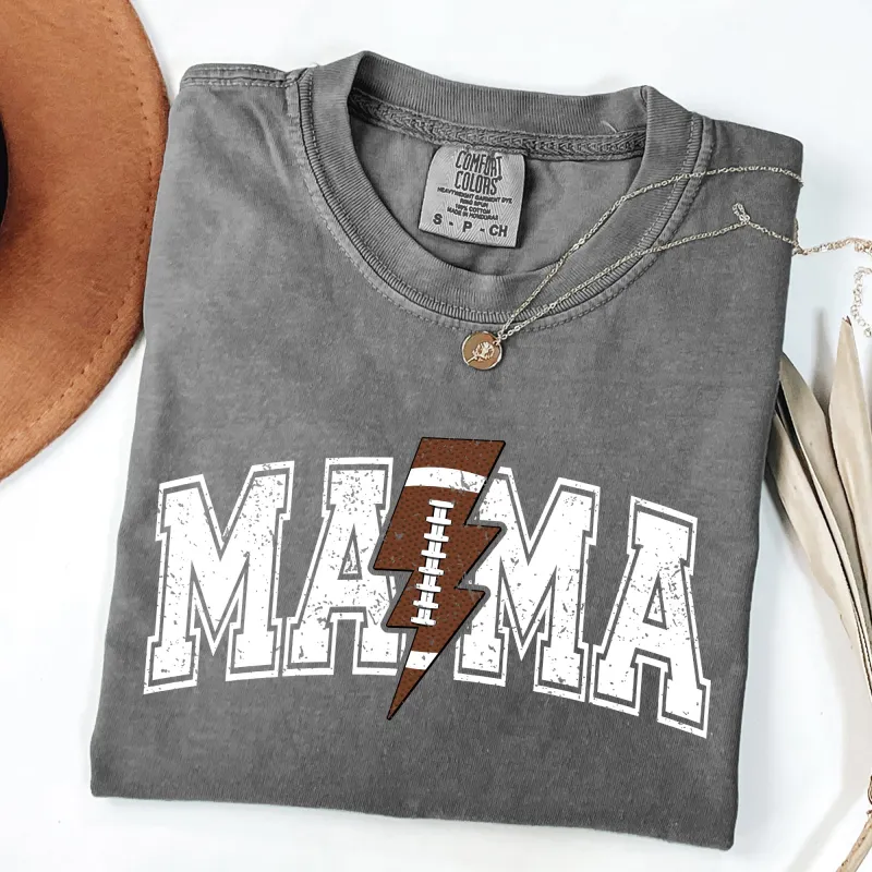 Mama, Lightening Bolt, Football, Sports, Game Day, Big Game, Touchdown, Tailgate Party Tshirt Comfort Colors T-Shirt sold by Refinery Number One