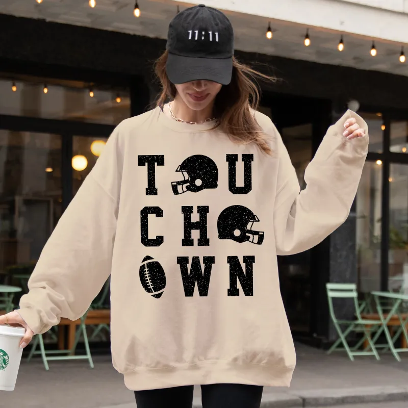 Touchdown, Helmet, Football, Sports, Game Day, Big Game, Tailgate Party Sweatshirt sold by Refinery Number One