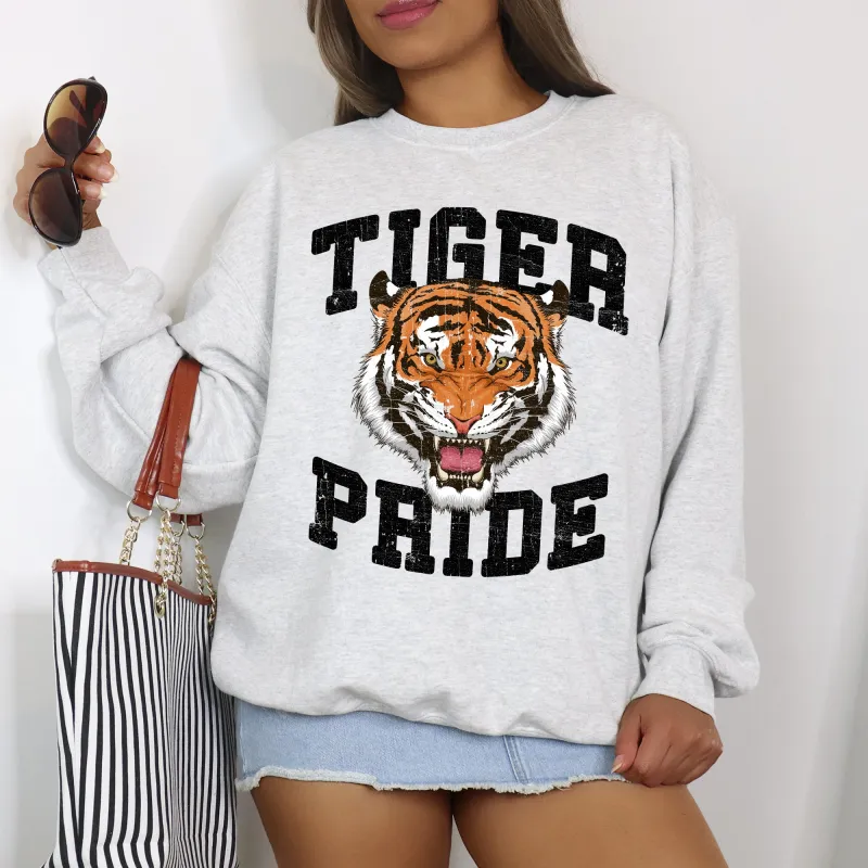 Tiger Pride, Football, Sports, Game Day, Big Game, Touchdown, Tailgate Party Sweatshirt sold by Refinery Number One