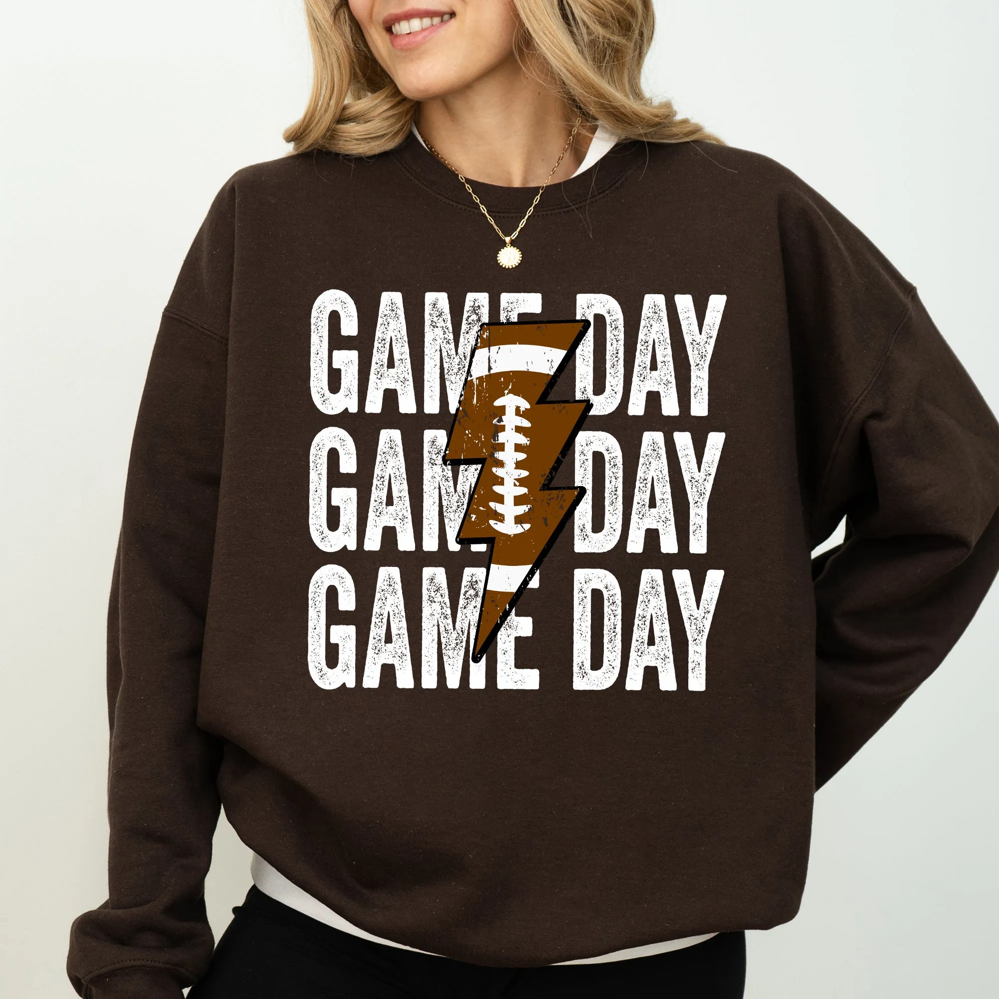 Game Day, Lightening Bolt, Football, Sports, Big Game, Touchdown, Tailgate Party Sweatshirt sold by Refinery Number One product image thumbnail 3