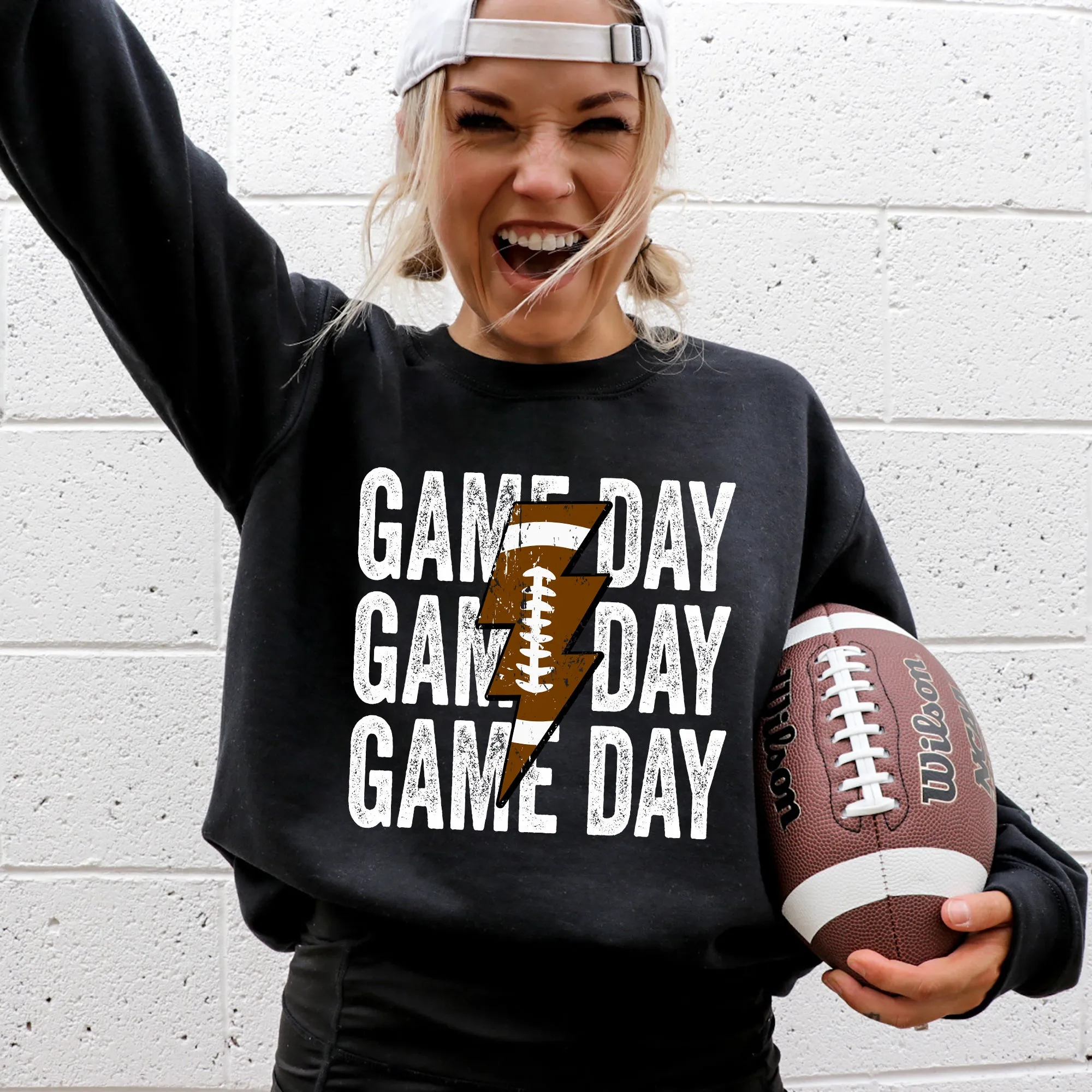 Game Day, Lightening Bolt, Football, Sports, Big Game, Touchdown, Tailgate Party Sweatshirt sold by Refinery Number One product image thumbnail 2