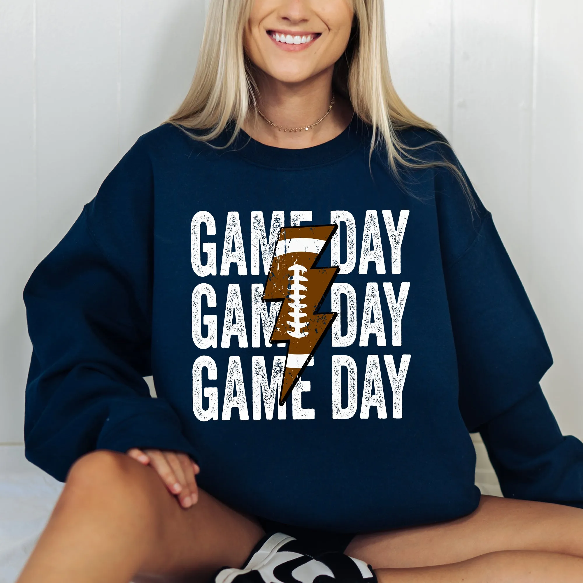 Game Day, Lightening Bolt, Football, Sports, Big Game, Touchdown, Tailgate Party Sweatshirt sold by Refinery Number One product image thumbnail 5