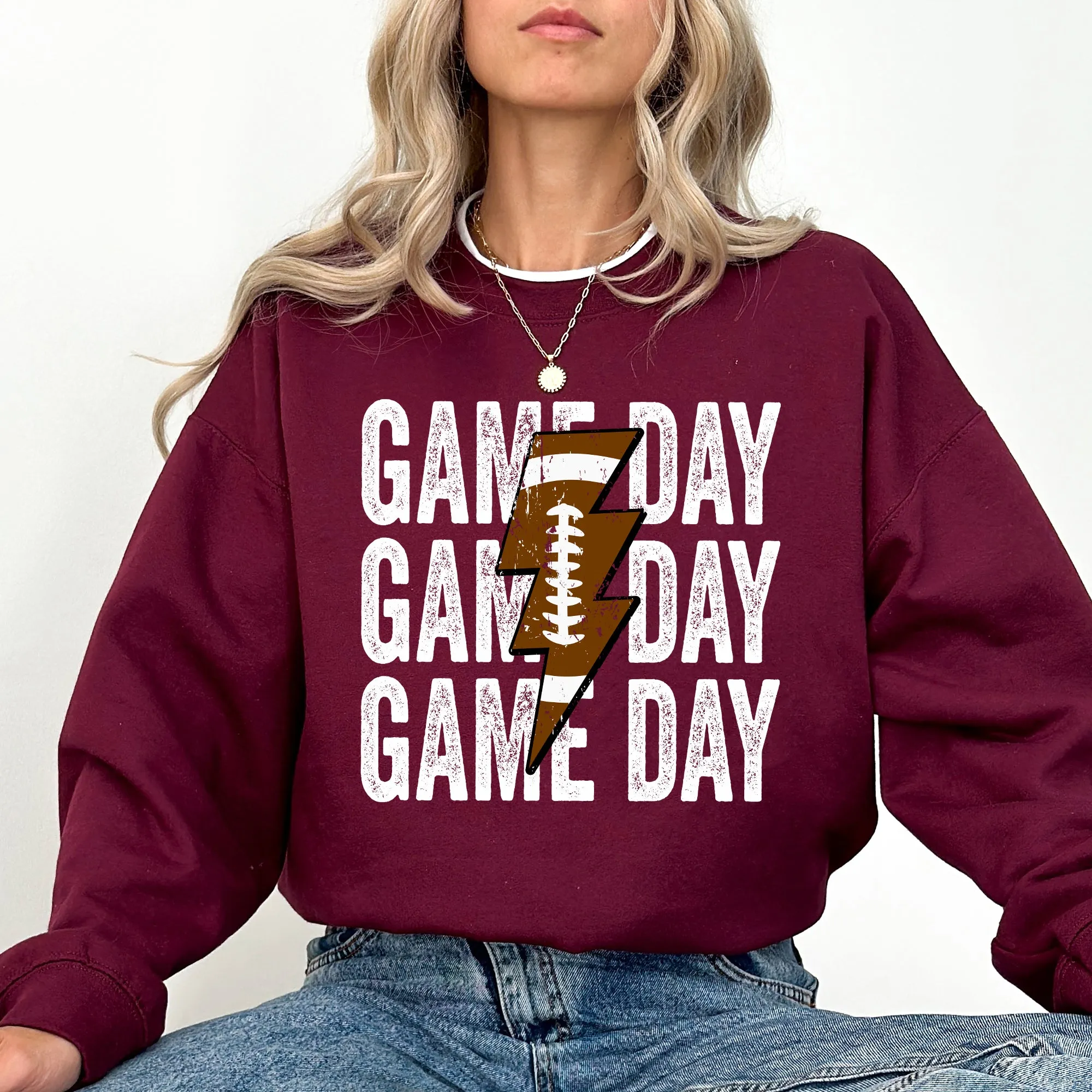 Game Day, Lightening Bolt, Football, Sports, Big Game, Touchdown, Tailgate Party Sweatshirt sold by Refinery Number One product image thumbnail 4