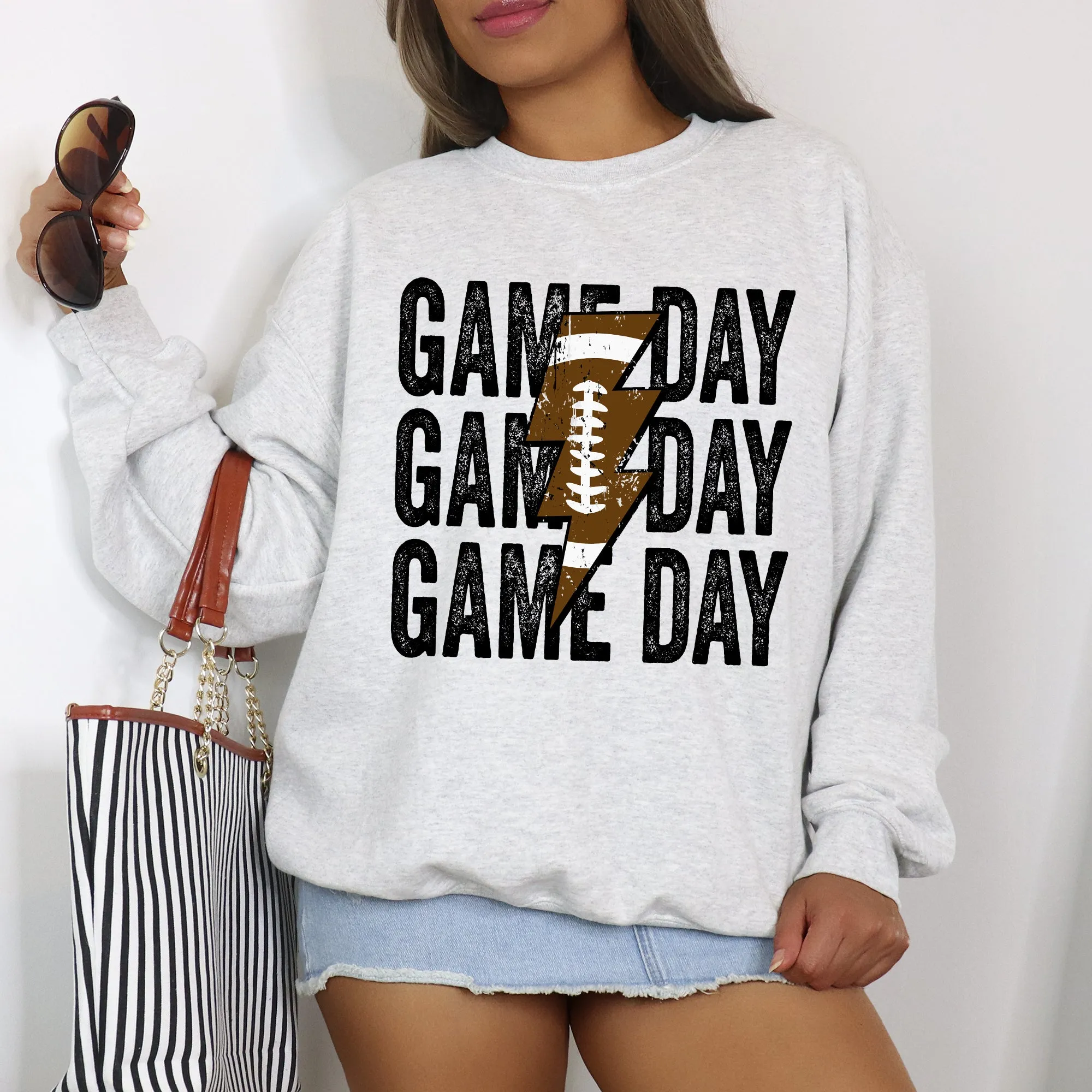 Game Day, Lightening Bolt, Football, Sports, Big Game, Touchdown, Tailgate Party Sweatshirt sold by Refinery Number One