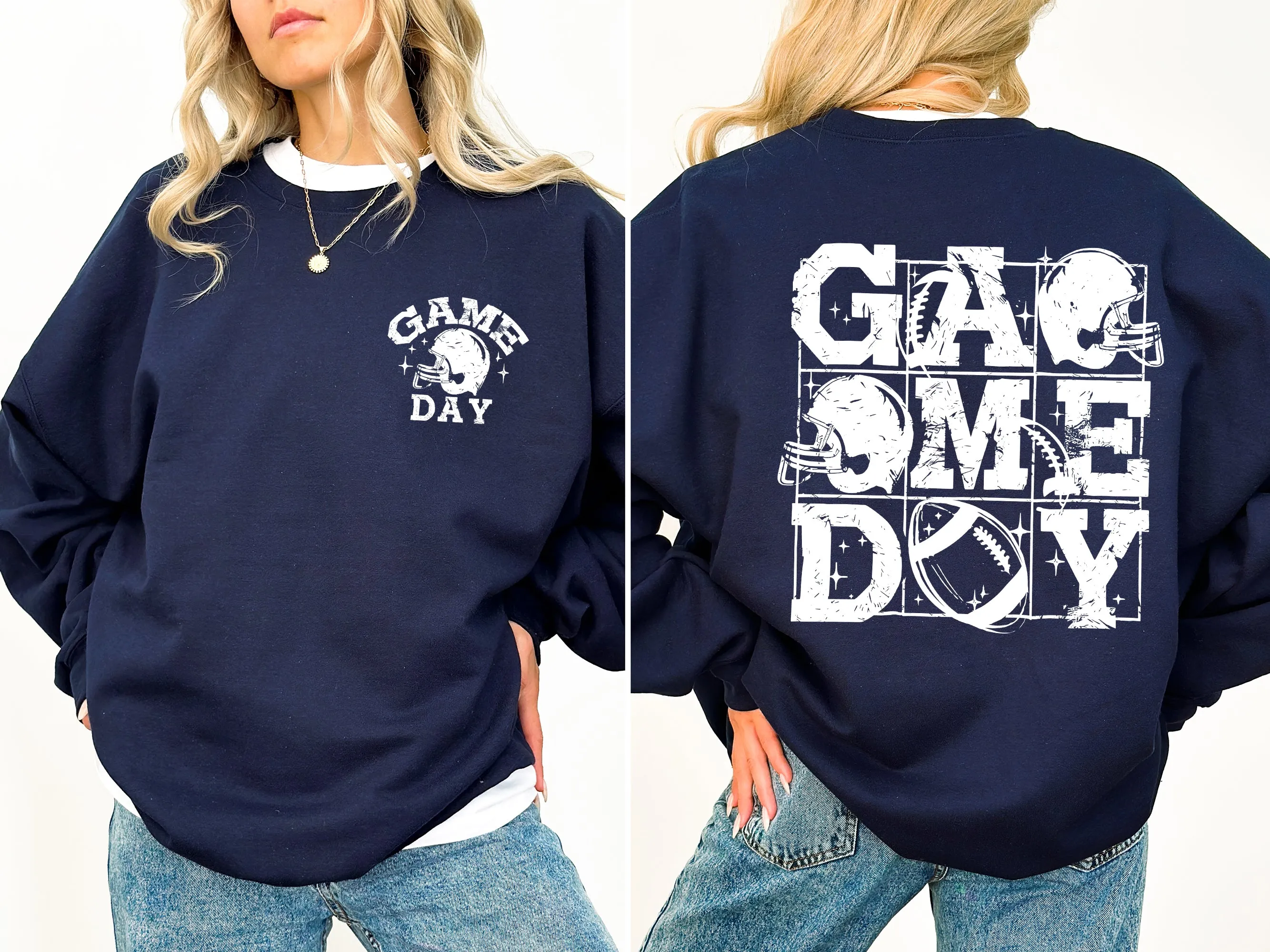 Game Day, Front and Back, Football, Sports, Big Game, Touchdown, Tailgate Party Sweatshirt sold by Refinery Number One product image thumbnail 4