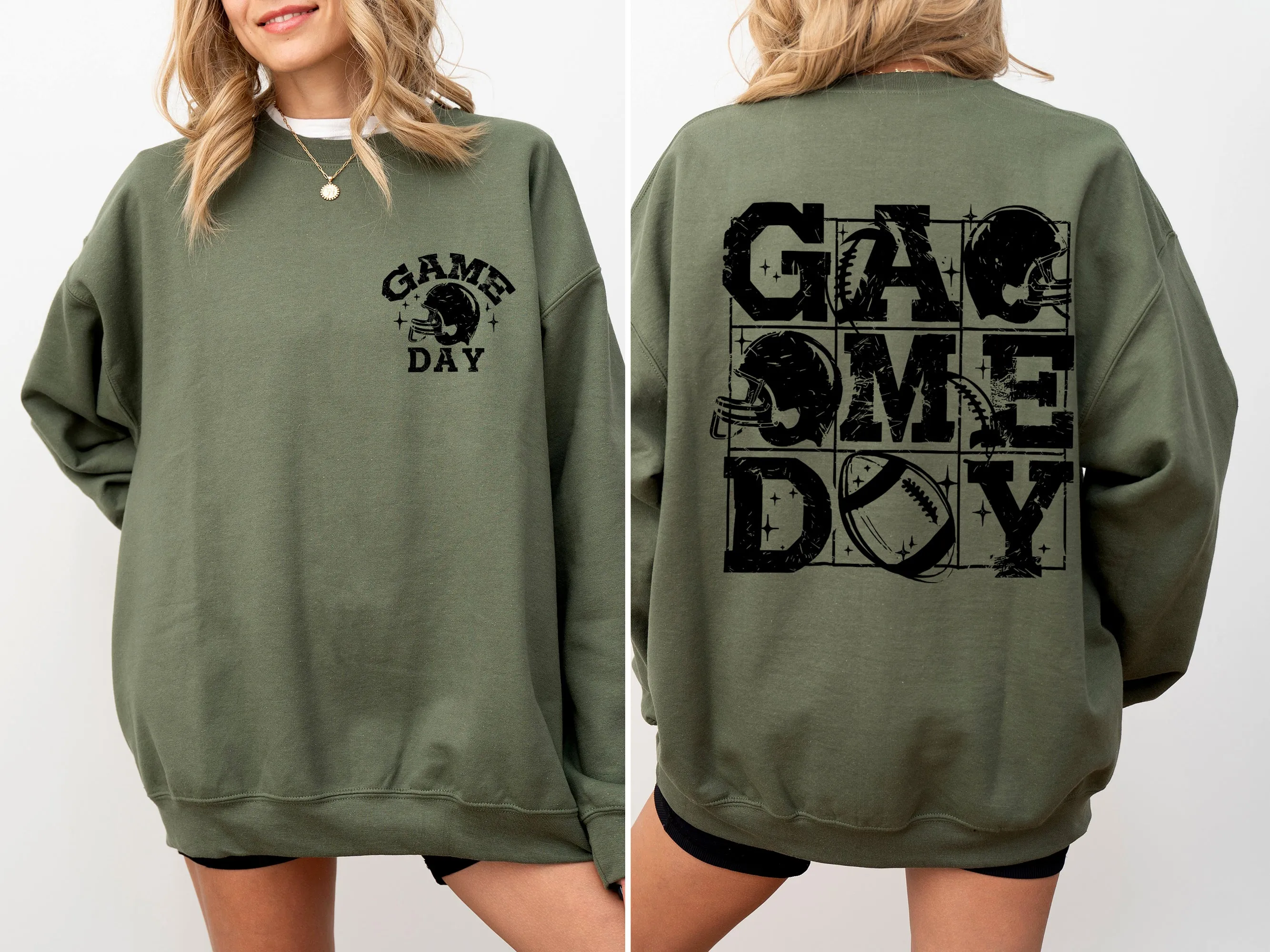 Game Day, Front and Back, Football, Sports, Big Game, Touchdown, Tailgate Party Sweatshirt sold by Refinery Number One product image thumbnail 5