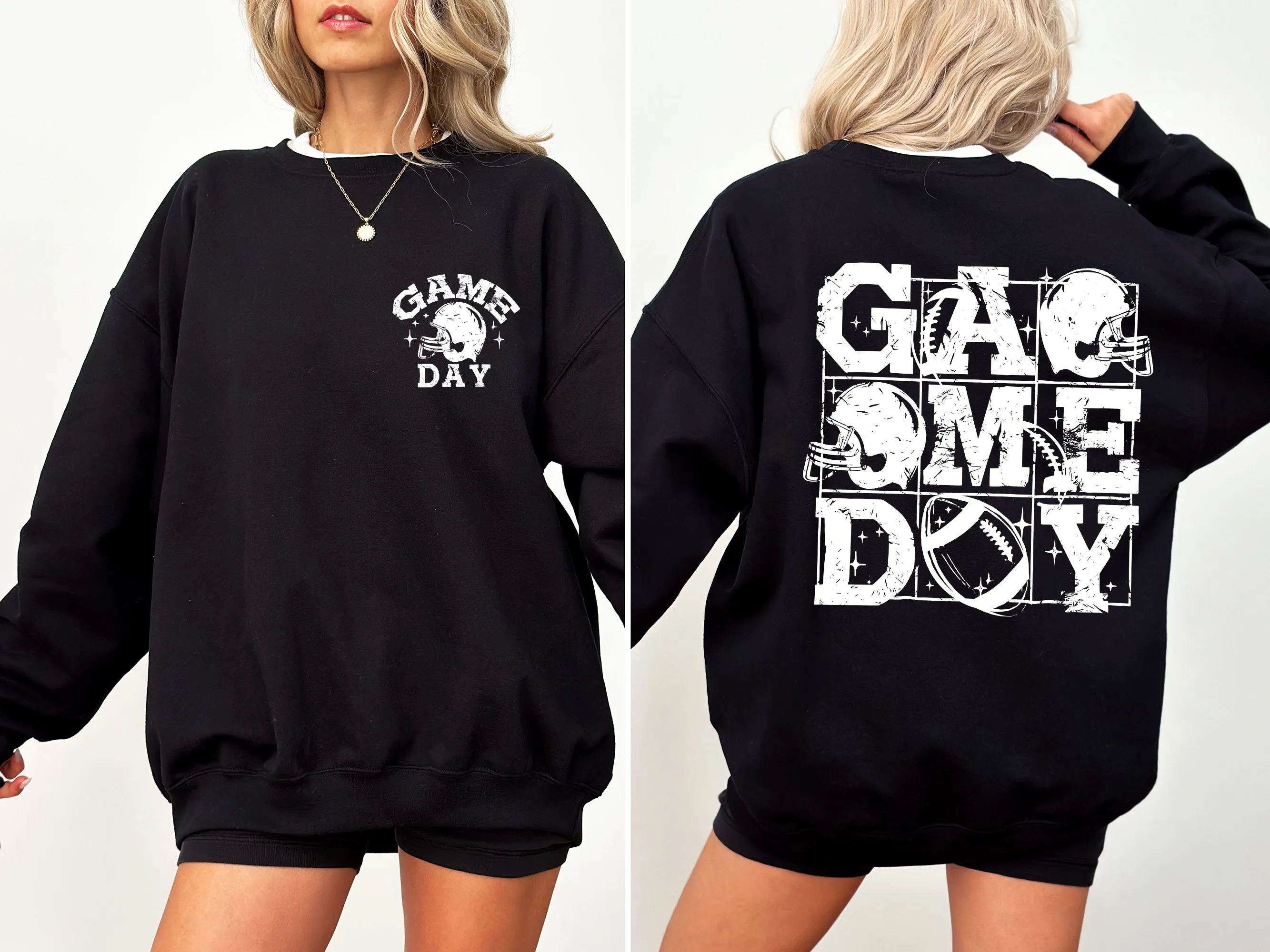 Game Day, Front and Back, Football, Sports, Big Game, Touchdown, Tailgate Party Sweatshirt sold by Refinery Number One product image thumbnail 2