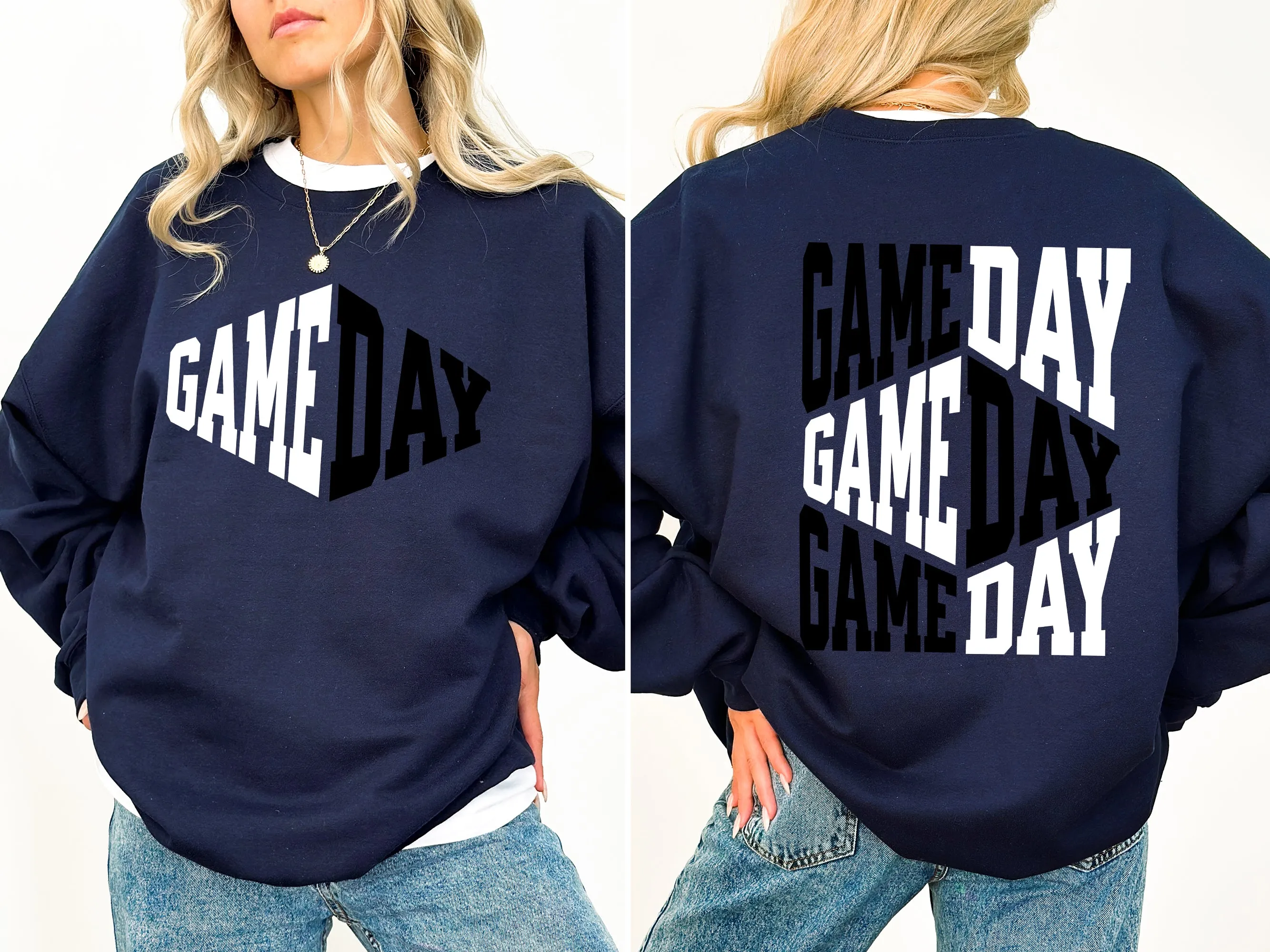 Game Day, Front and Back, Cheer, Football, Sports, Big Game, Touchdown, Tailgate Party Sweatshirt sold by Refinery Number One product image thumbnail 4