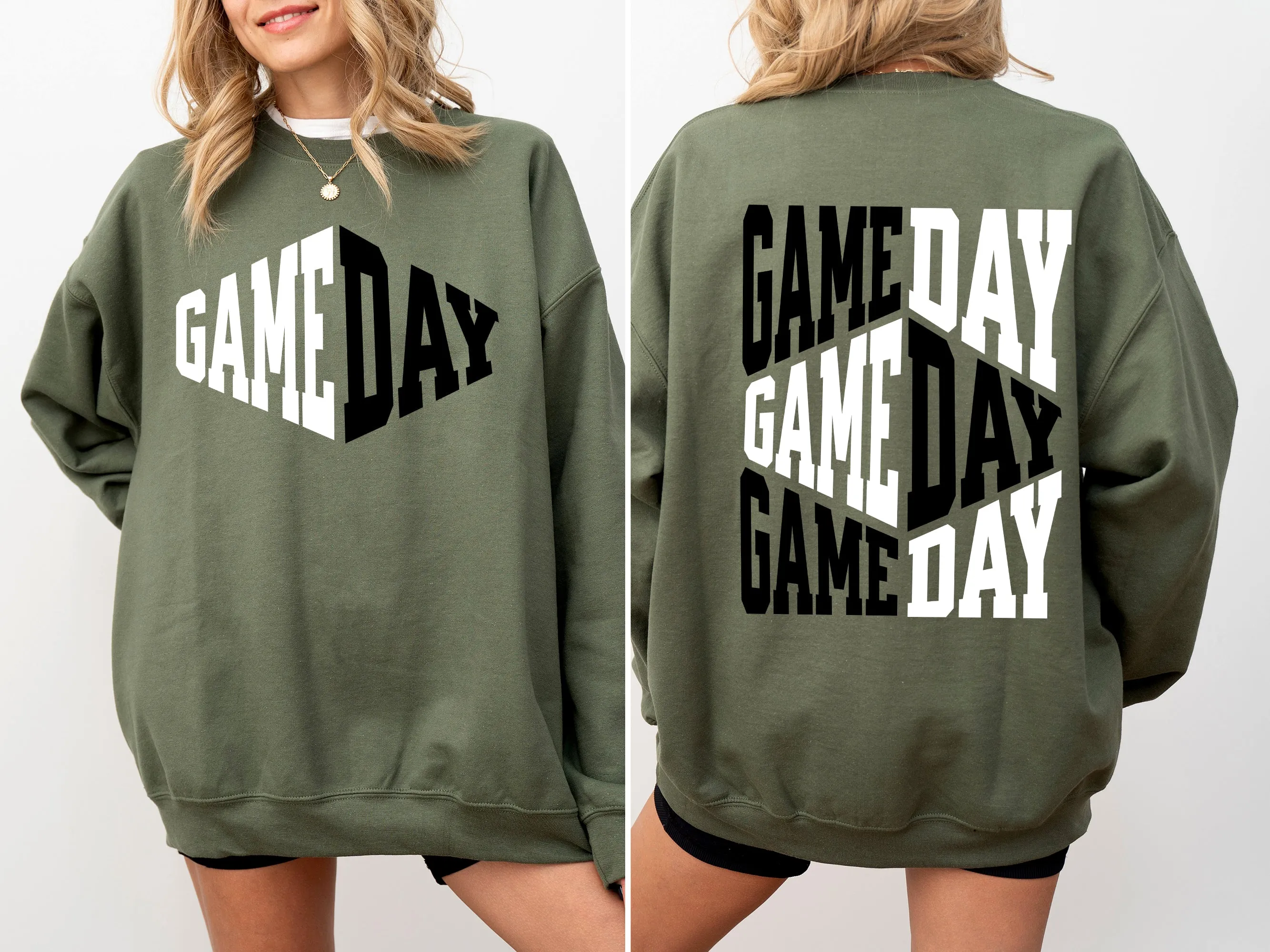 Game Day, Front and Back, Cheer, Football, Sports, Big Game, Touchdown, Tailgate Party Sweatshirt sold by Refinery Number One product image thumbnail 2