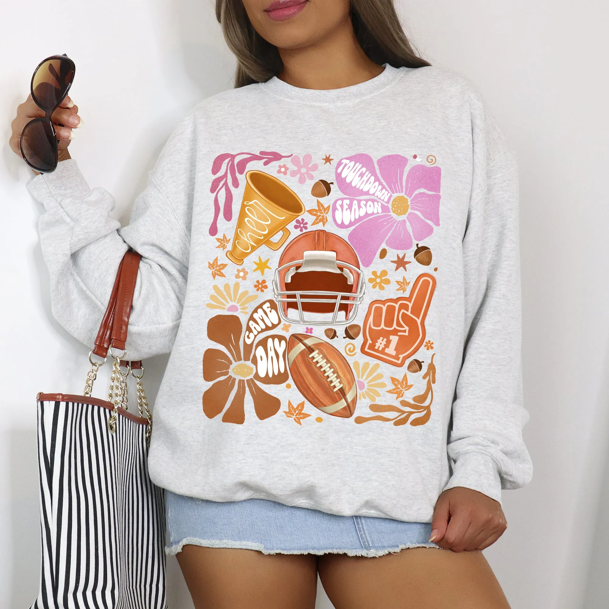 Football, Floral, Girly, Sports, Game Day, Big Game, Touchdown, Tailgate Party Sweatshirt sold by Refinery Number One product image thumbnail 3