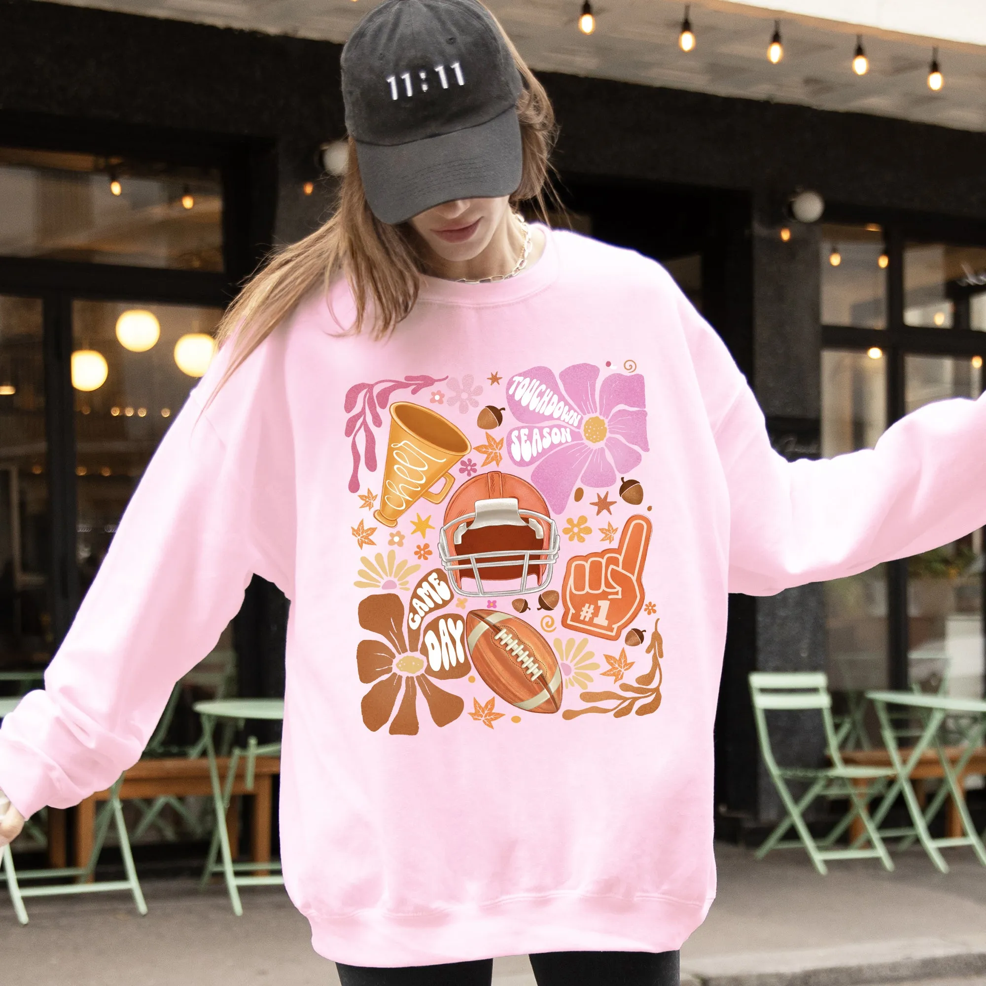 Football, Floral, Girly, Sports, Game Day, Big Game, Touchdown, Tailgate Party Sweatshirt sold by Refinery Number One product image thumbnail 5