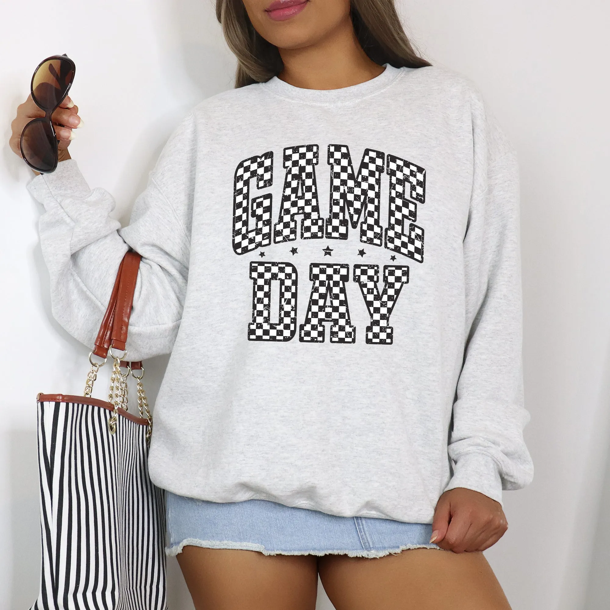 Game Day, Checkered, Football, Sports, Big Game, Touchdown, Tailgate Party Sweatshirt sold by Refinery Number One