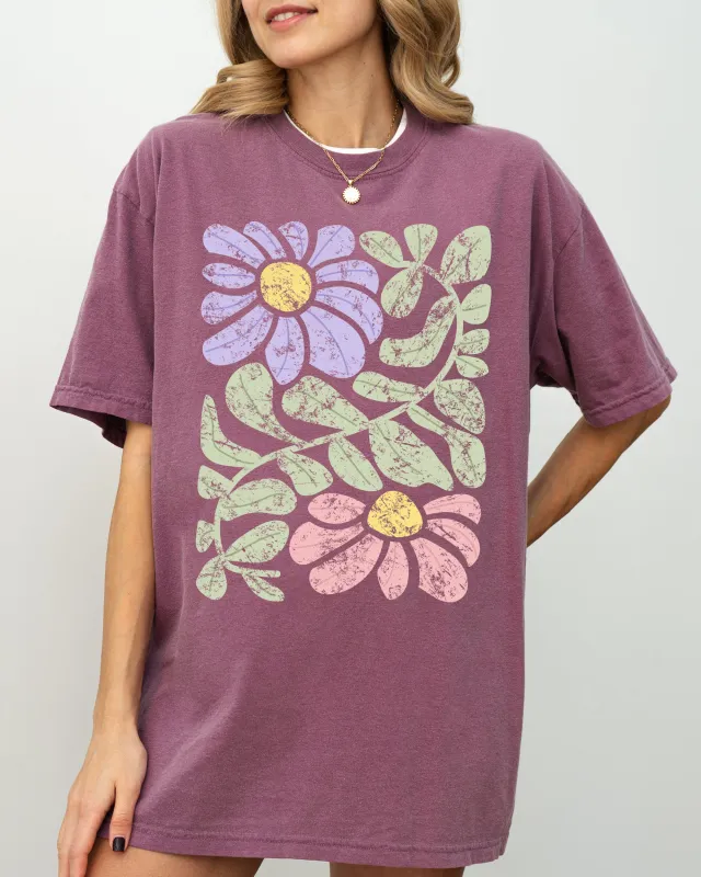 Vintage, Gorgeous Abstract Flowers, Boho Floral Design, Summer Vibes, Gardening, Festival, Nature Shirt Comfort Colors T-Shirt sold by Refinery Number One