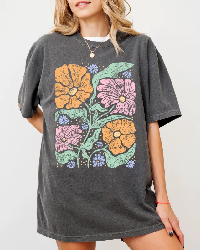 Soft, Gorgeous Abstract Flowers, Boho Floral Design, Summer Vibes, Gardening, Festival, Nature Shirt Comfort Colors T-Shirt sold by Refinery Number One