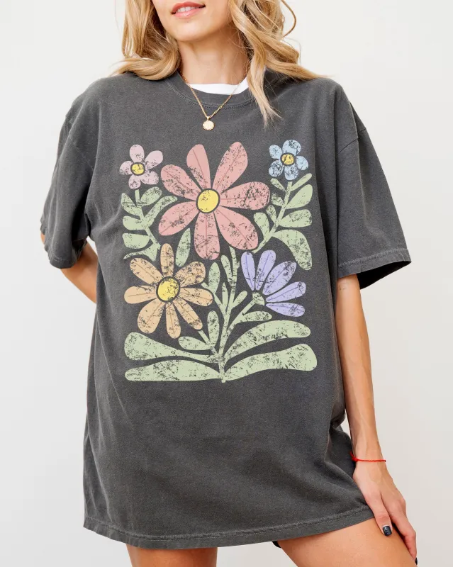 Groovy, Gorgeous Abstract Flowers, Boho Floral Design, Summer Vibes, Gardening, Festival, Nature Shirt Comfort Colors T-Shirt made by Refinery Number One