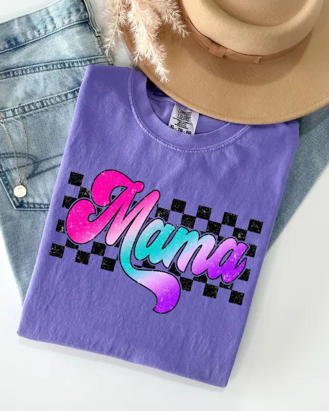 Groovy Mama, Checkered, Lightening Bolt, Colorful, Mother, Mom, Retro Shirt Comfort Colors T-Shirt sold by Refinery Number One