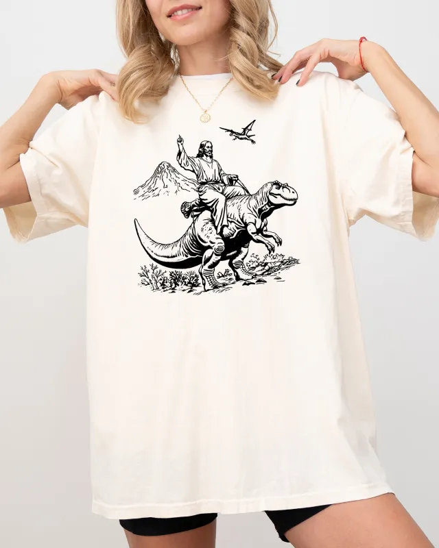 Jesus Riding A Dinosaur, Tyrannosaurus Rex, Funny, Aesthetic, Meme, Jurassic Shirt Comfort Colors T-Shirt sold by Refinery Number One