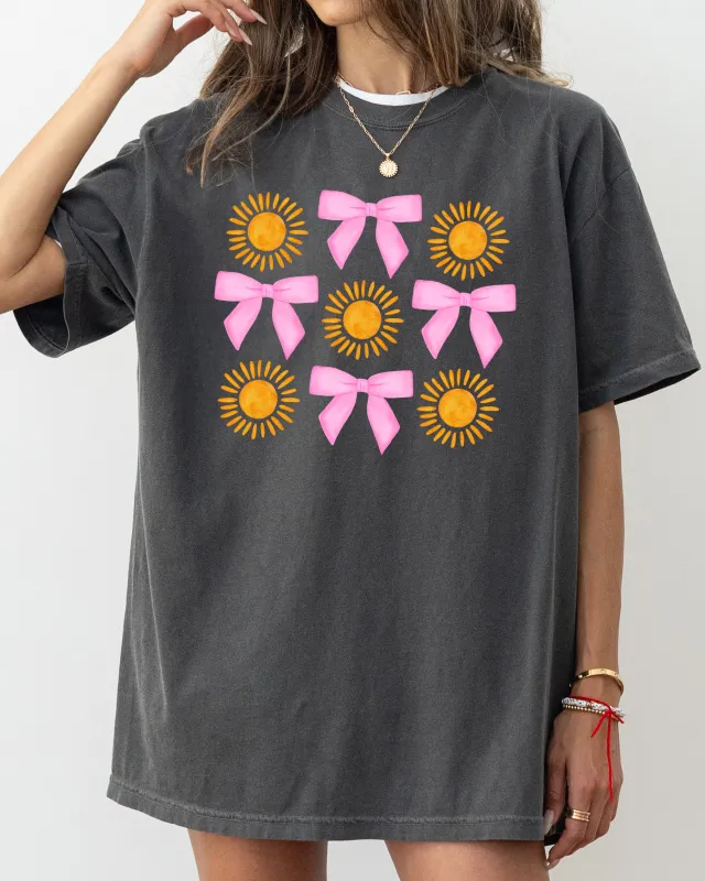 Summer, Sun and Bows, Ribbon, Coquette, Hot Girl Summer, Vacation, Vibes, Trendy, Pink, Beach Shirt Comfort Colors T-Shirt sold by Refinery Number One
