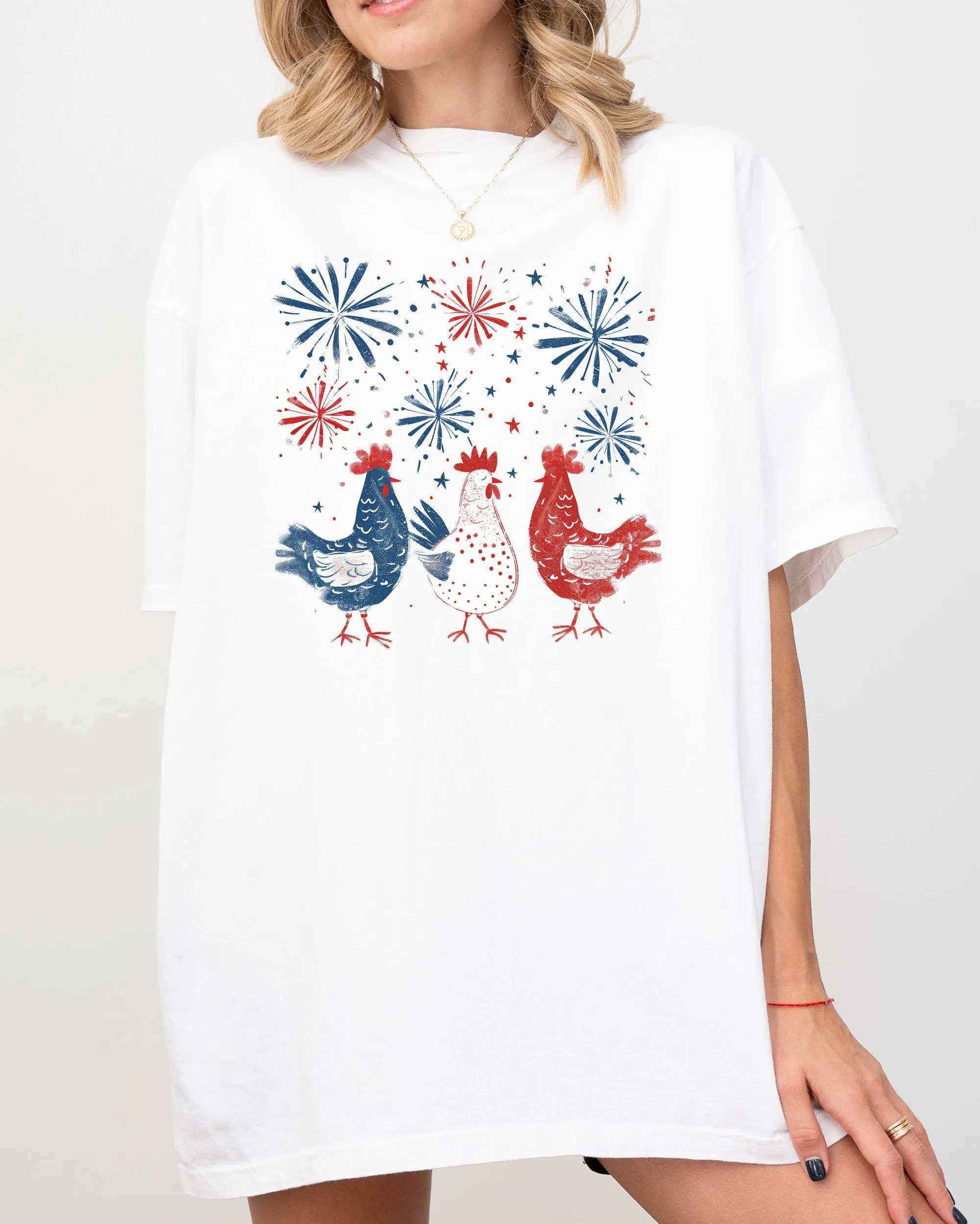 Patriotic Chickens, USA, America, Fireworks, Independence Day, 4th of July Shirt Comfort Colors T-Shirt sold by Refinery Number One product image thumbnail 2