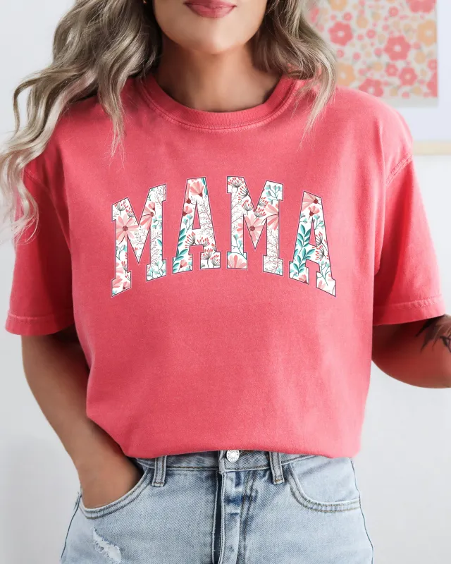 Floral Mama, Vintage Flowers, Gift for Mom, Summer, Botanical, Retro Floral Pattern, Pinks Shirt Comfort Colors T-Shirt sold by Refinery Number One