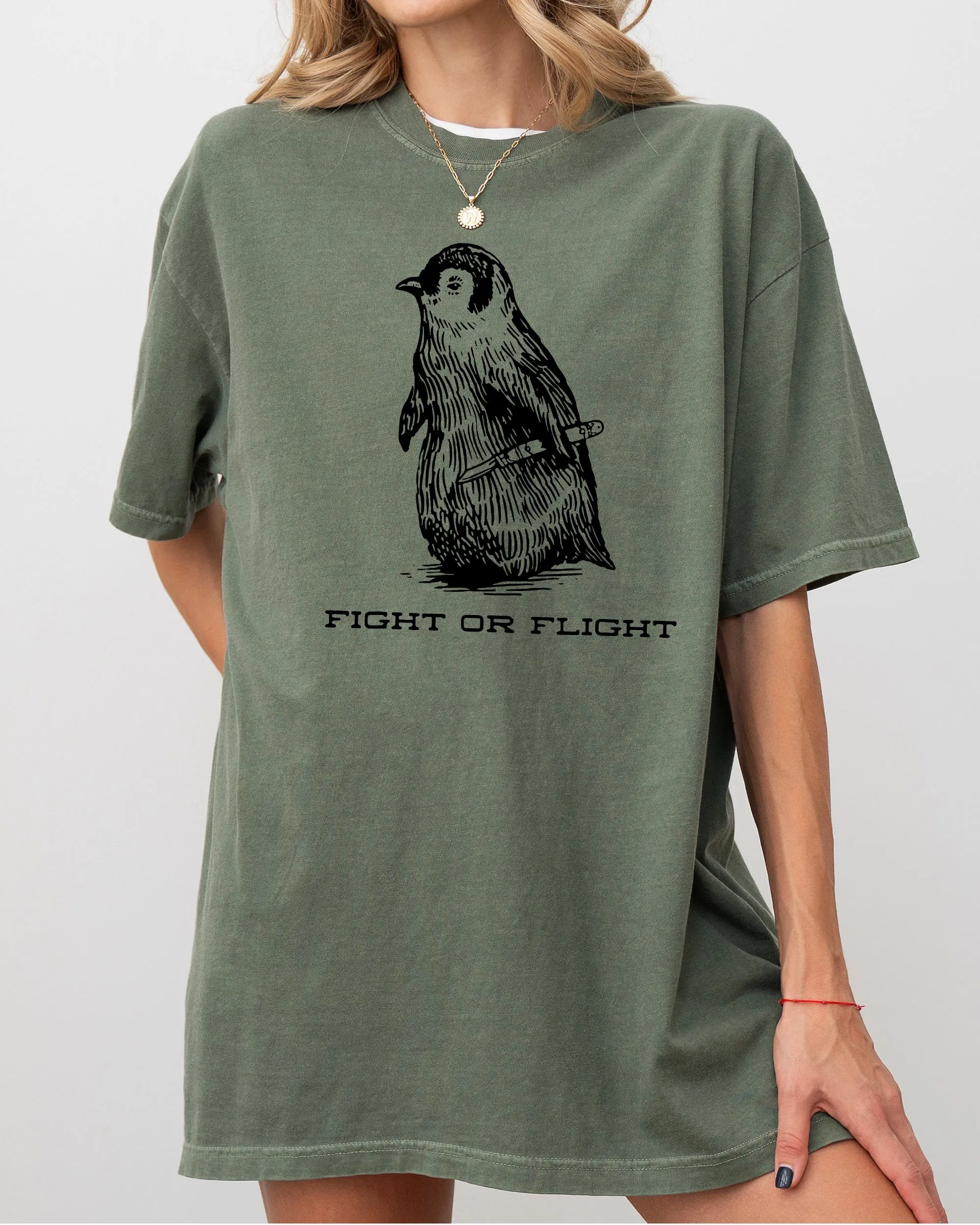 Fight For Flight Penguin Vintage Style Illustration Bird Shirt Comfort Colors Tee sold by Refinery Number One product image thumbnail 3