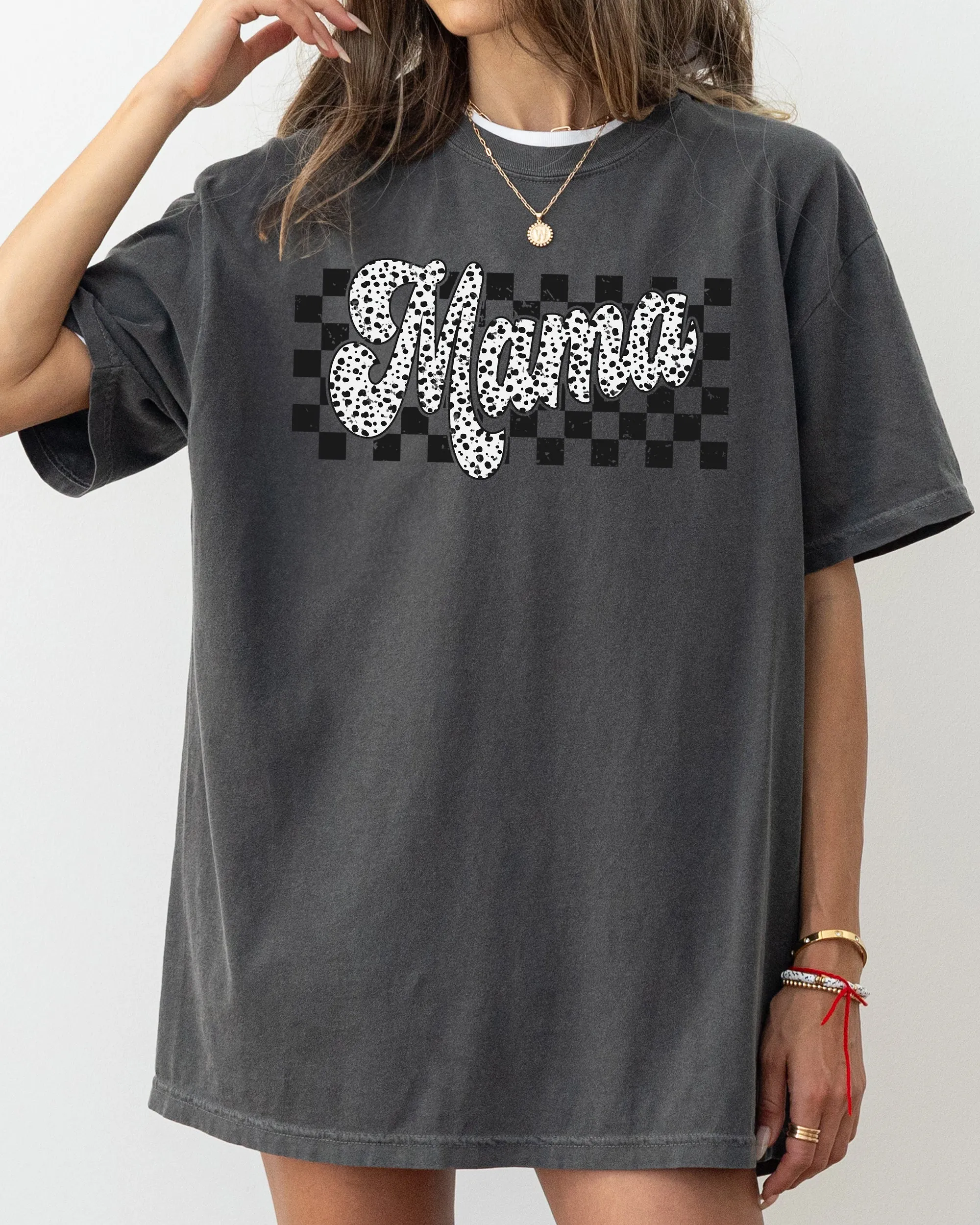 Checkered Mama, Dalmatian Dots, Polka Dots, Retro, Vintage, Mother Shirt Comfort Colors T-Shirt sold by Refinery Number One