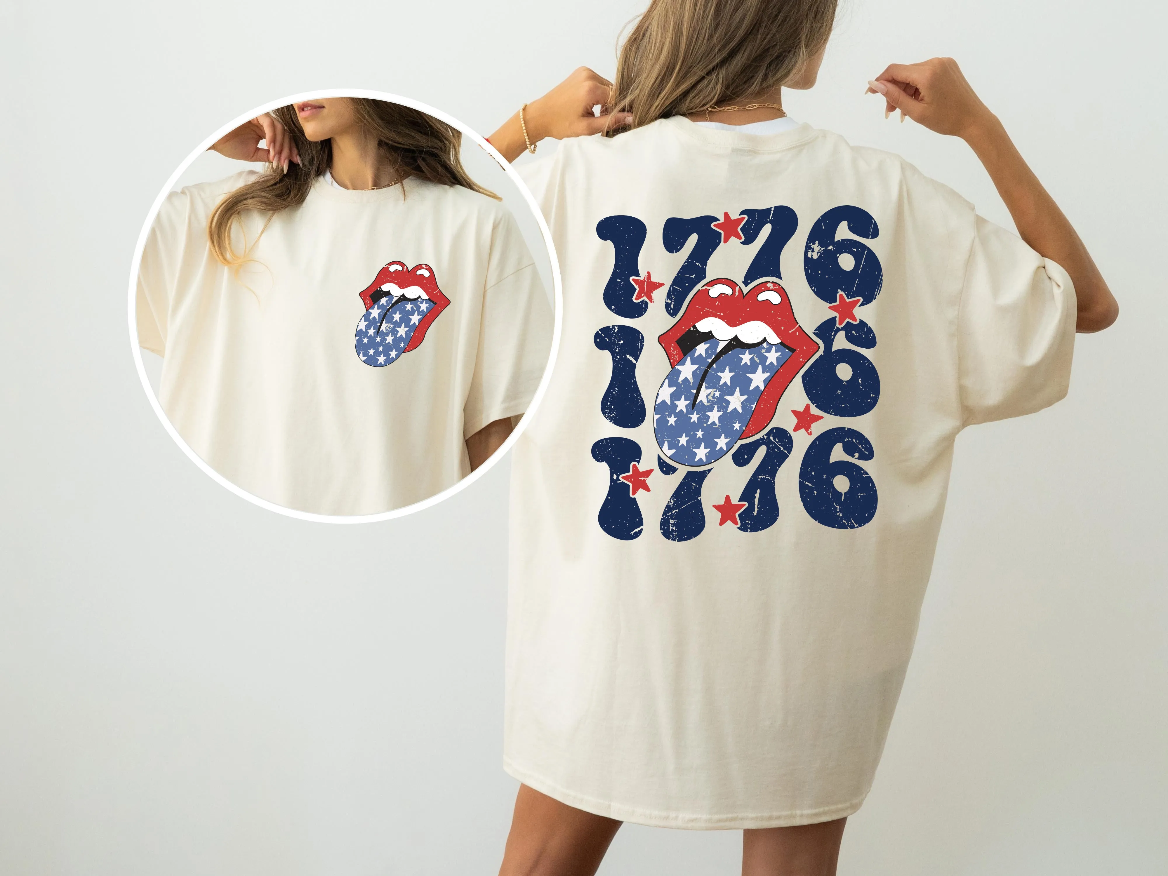 1776 America, Rock and Roll, Tongue, Patriotic, USA, Independence Day, Fourth of July Tshirt Comfort Colors T-Shirt sold by Refinery Number One