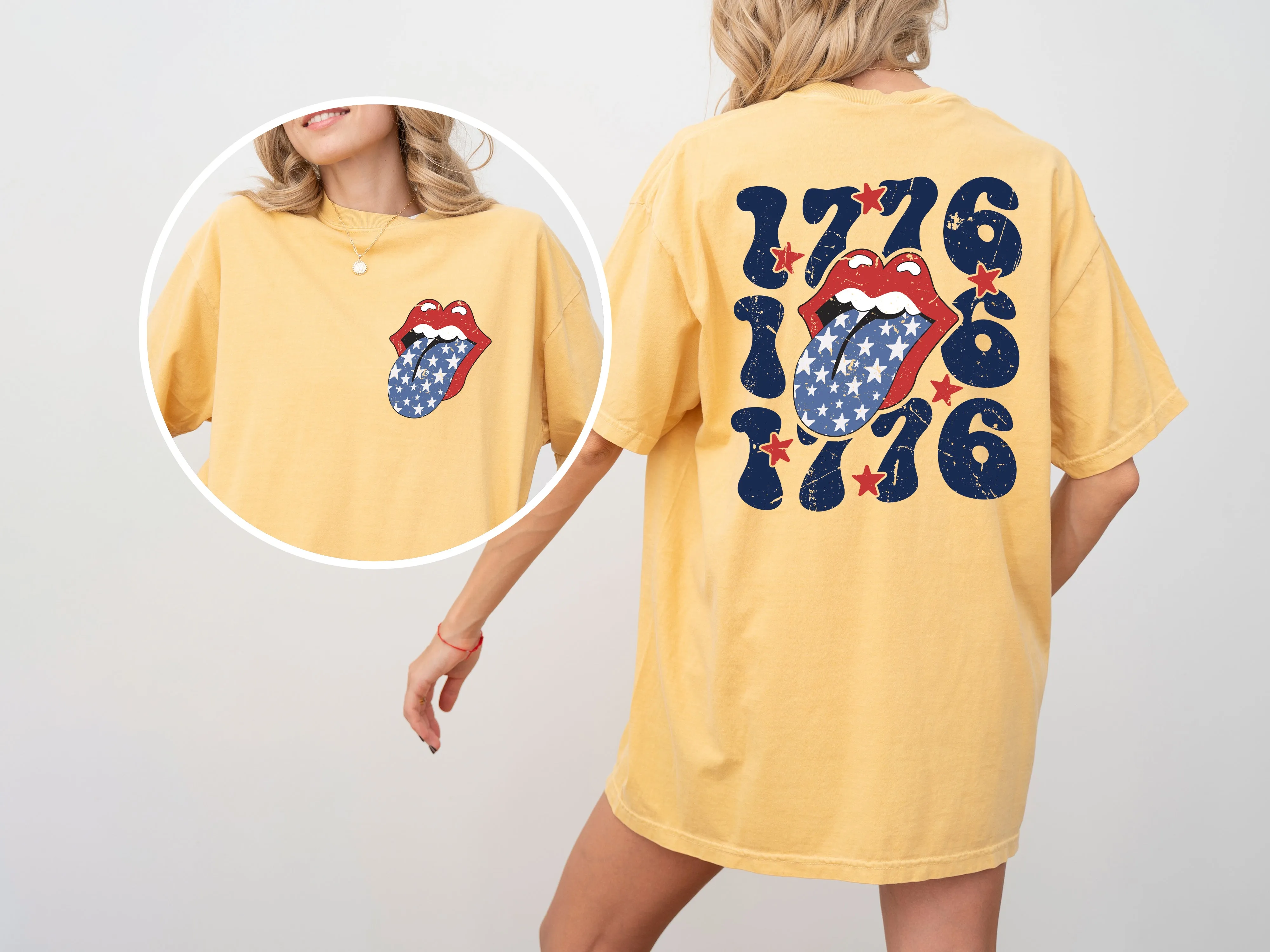 1776 America, Rock and Roll, Tongue, Patriotic, USA, Independence Day, Fourth of July Tshirt Comfort Colors T-Shirt sold by Refinery Number One product image thumbnail 3