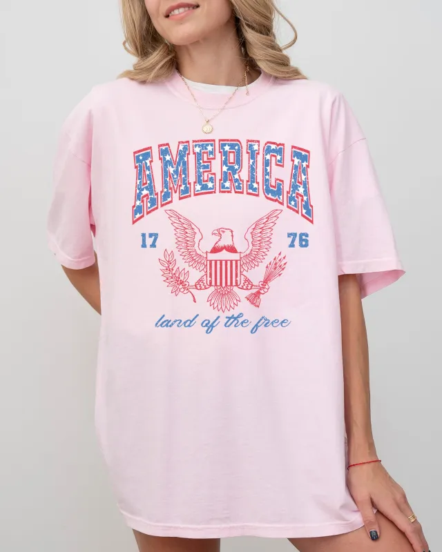 America, Land Of The Free, Eagle, 1776, USA, Independence Day, 4th Of July, Stars Stripes, Patriotic Tshirt Comfort Colors T-Shirt sold by Refinery Number One