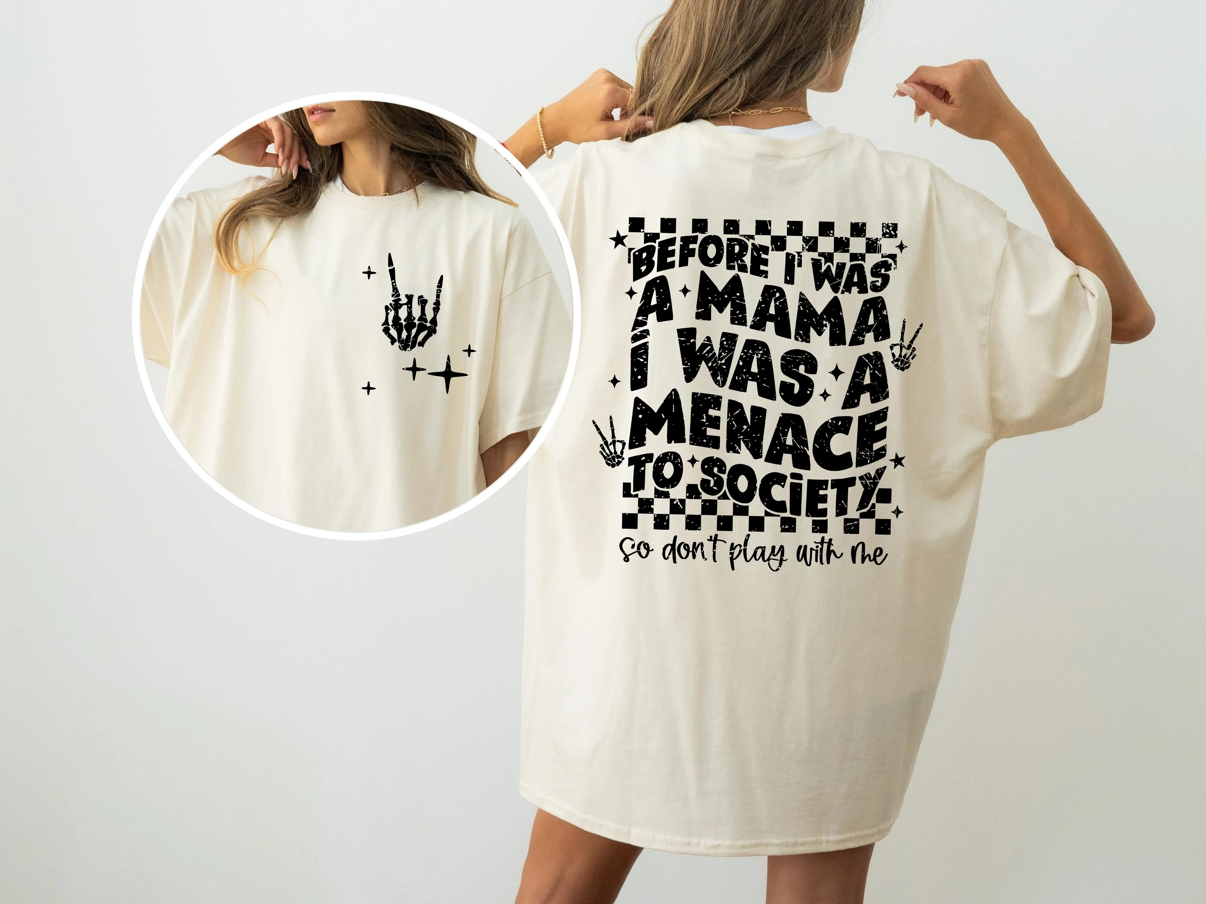 Before I Was A Mama, I Was A Menace To Society, Rap, Vintage, Funny, Mother, Mom, Humorous Tshirt Comfort Colors T-Shirt sold by Refinery Number One product image thumbnail 2