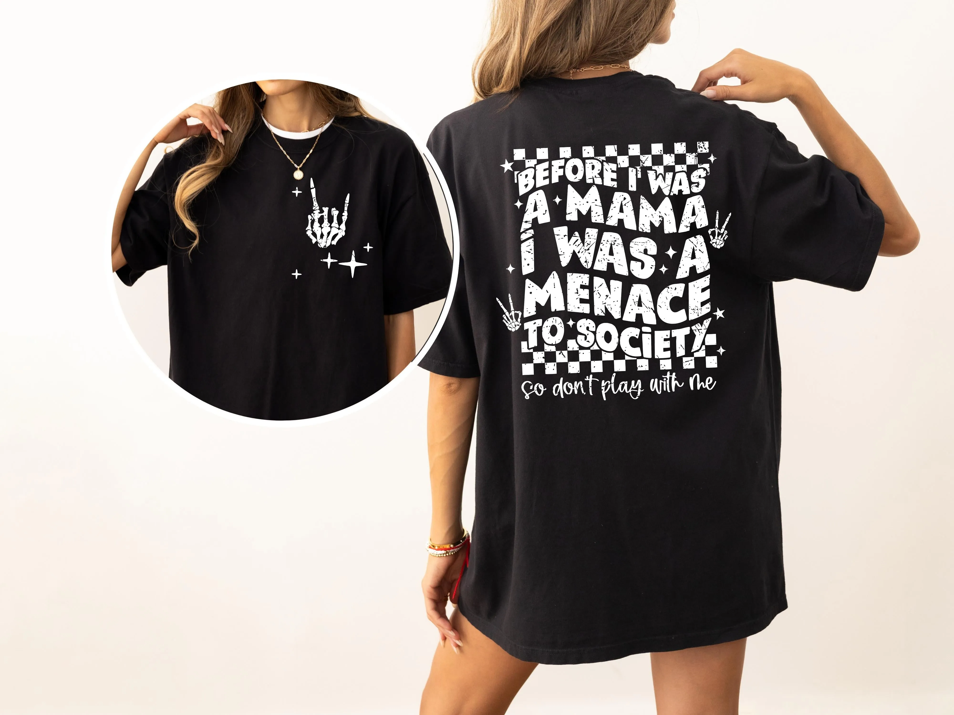 Before I Was A Mama, I Was A Menace To Society, Rap, Vintage, Funny, Mother, Mom, Humorous Tshirt Comfort Colors T-Shirt sold by Refinery Number One product image thumbnail 3