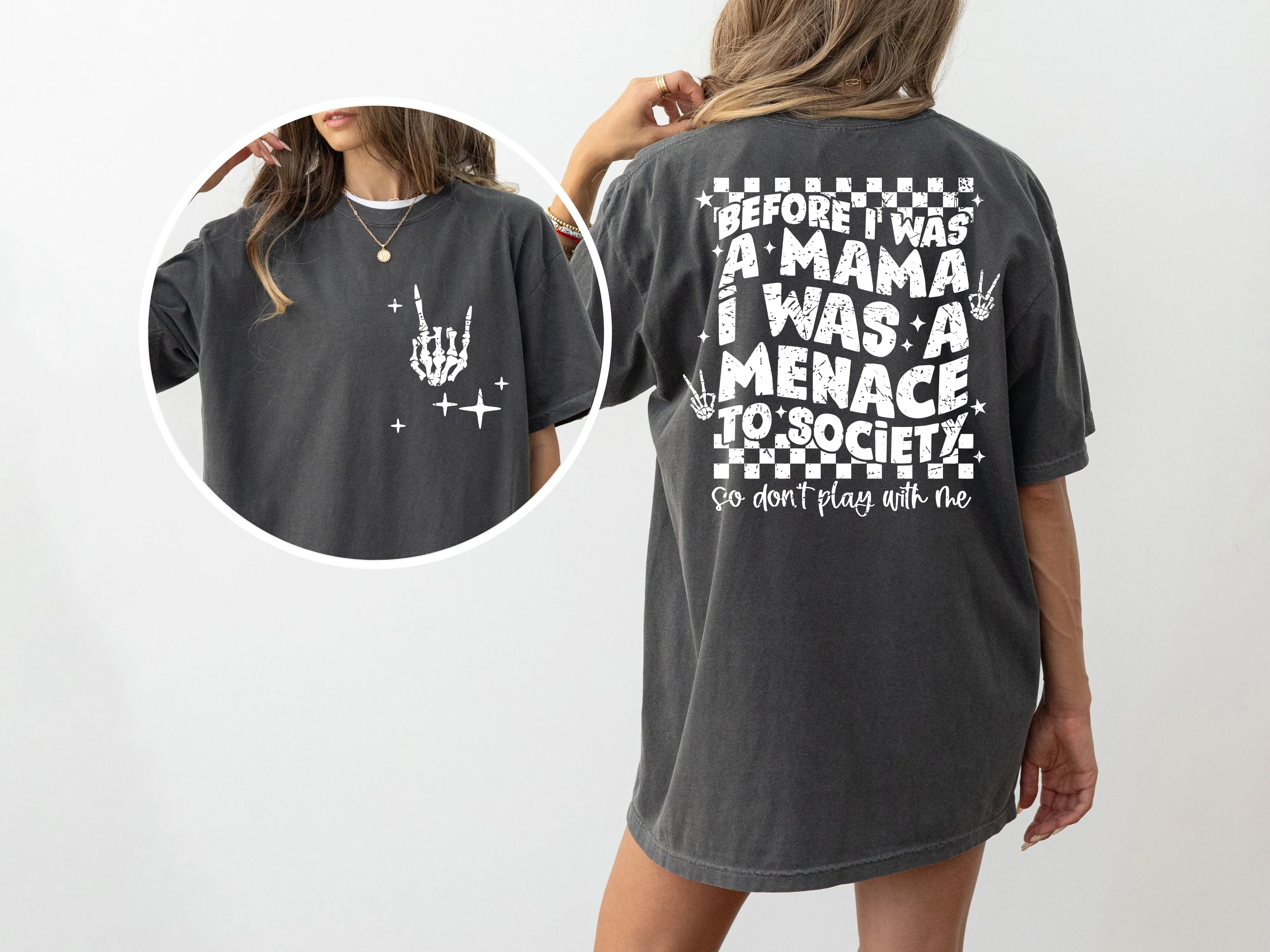 Before I Was A Mama, I Was A Menace To Society, Rap, Vintage, Funny, Mother, Mom, Humorous Tshirt Comfort Colors T-Shirt sold by Refinery Number One