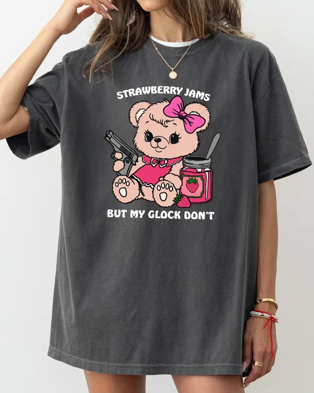 Cute Teddy, Strawberry Jams, Glock Don't, Funny, Aesthetic, Meme Tshirt Comfort Colors T-Shirt sold by Refinery Number One