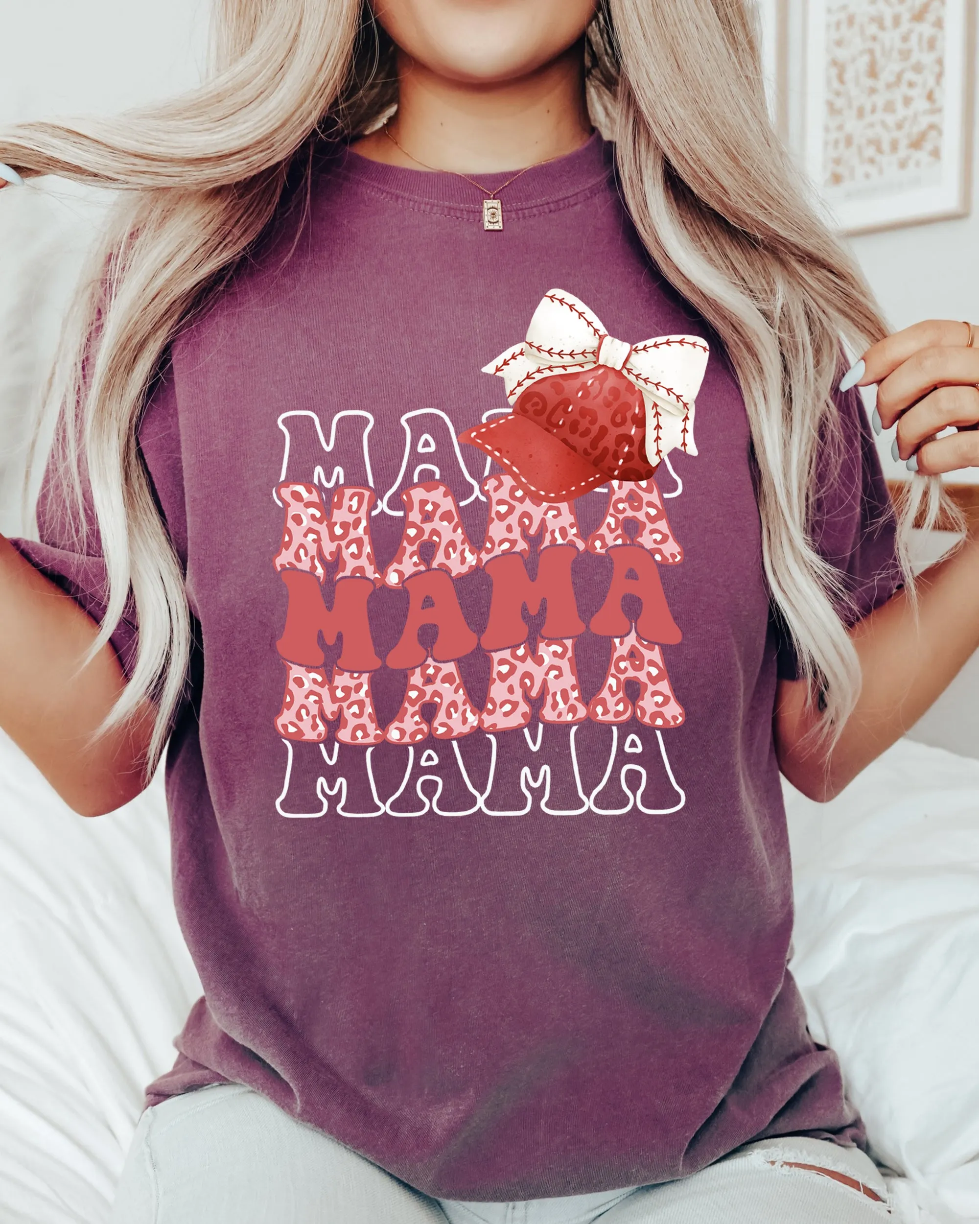 Mama, Mama, Mama, Baseball Hat, Coquette Aesthetic, Mom, Mother, Retro Tshirt Comfort Colors T-Shirt sold by Refinery Number One product image thumbnail 3