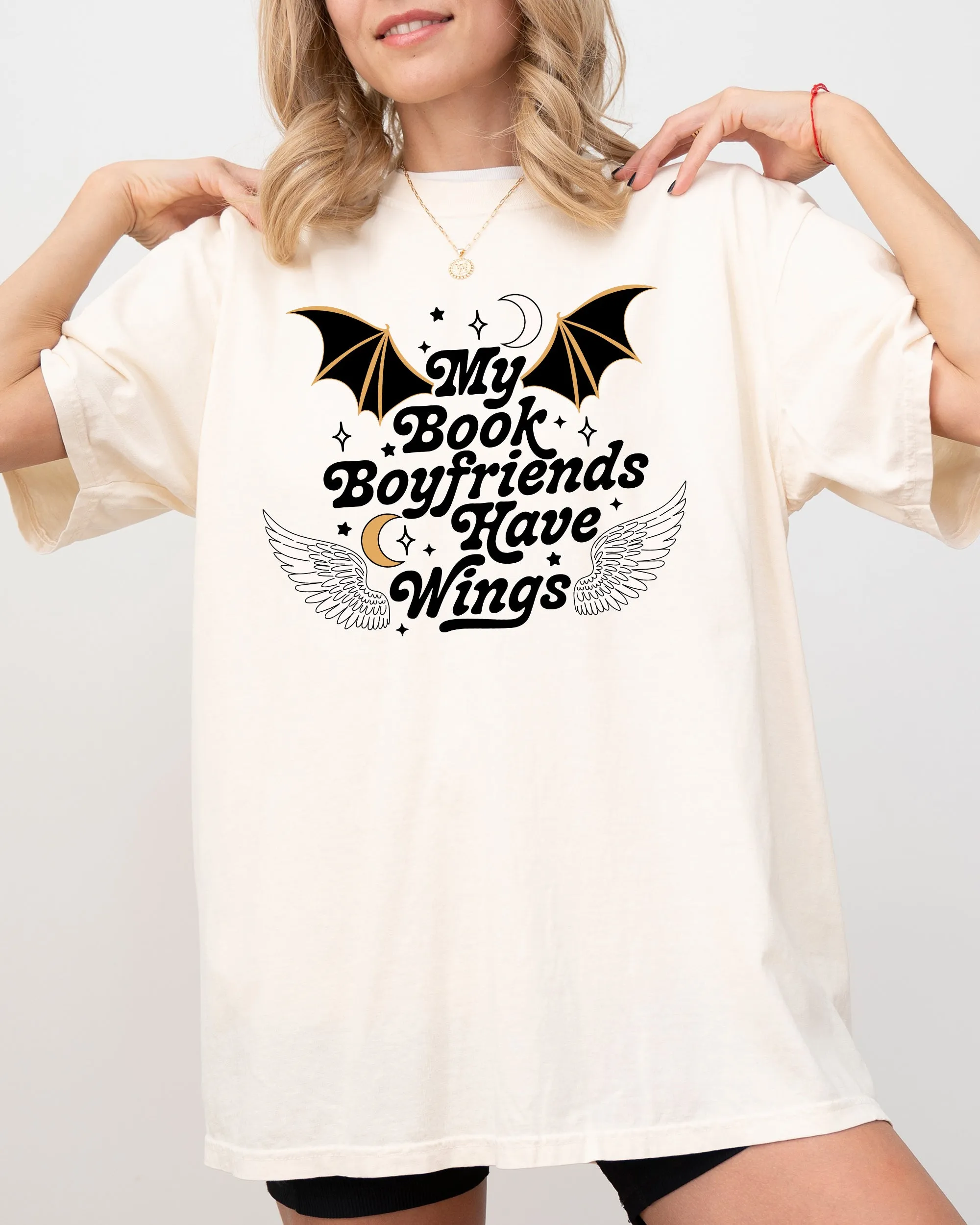 My Book Boyfriends Have Wings, ACOTAR, Bat Boys, SJM, Velaris, Rhysand, Azriel, Cassian Tshirt Comfort Colors T-Shirt sold by Refinery Number One