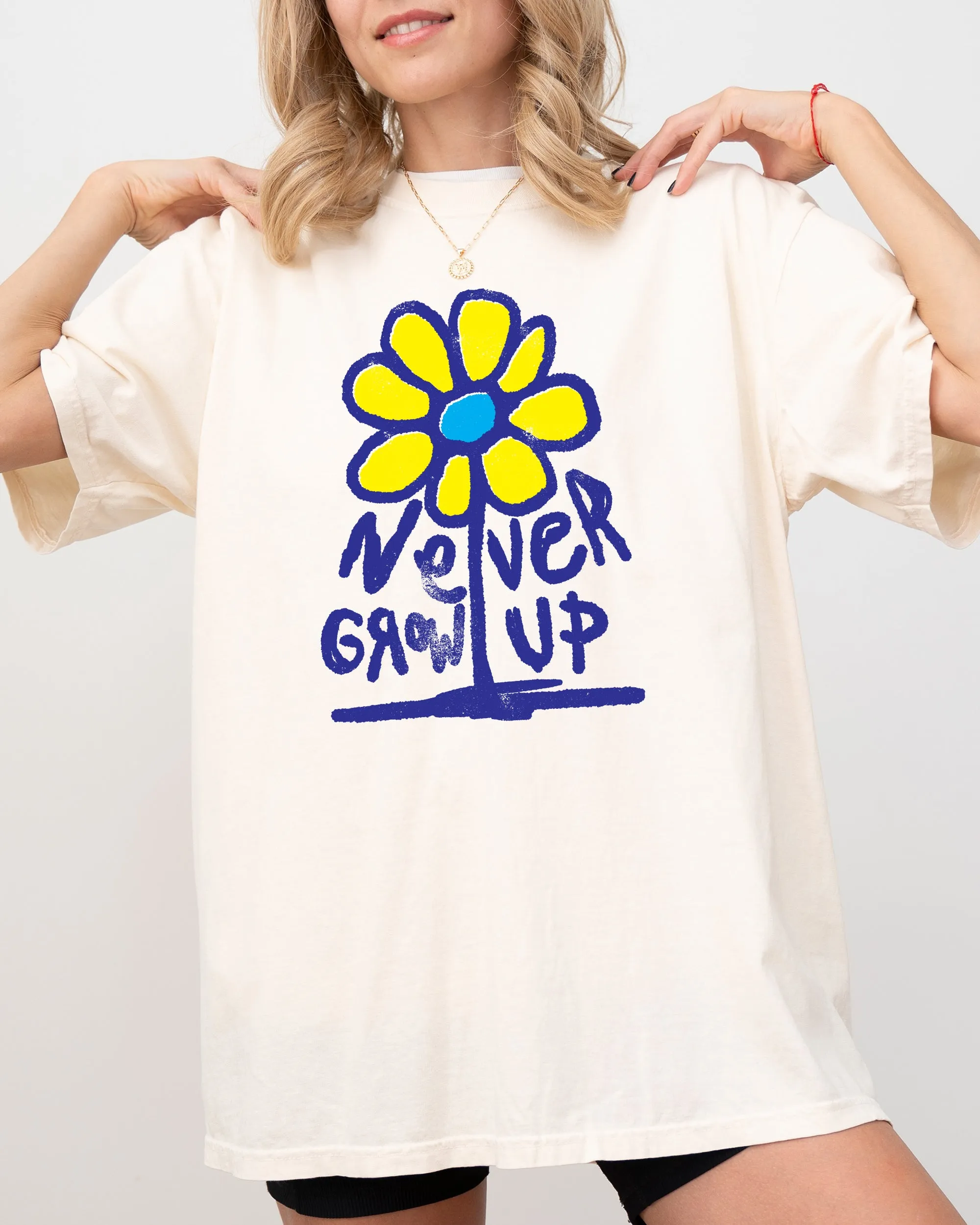 Never Grow Up, Flower, Positvity, Retro, Vintage Tshirt Comfort Colors T-Shirt sold by Refinery Number One