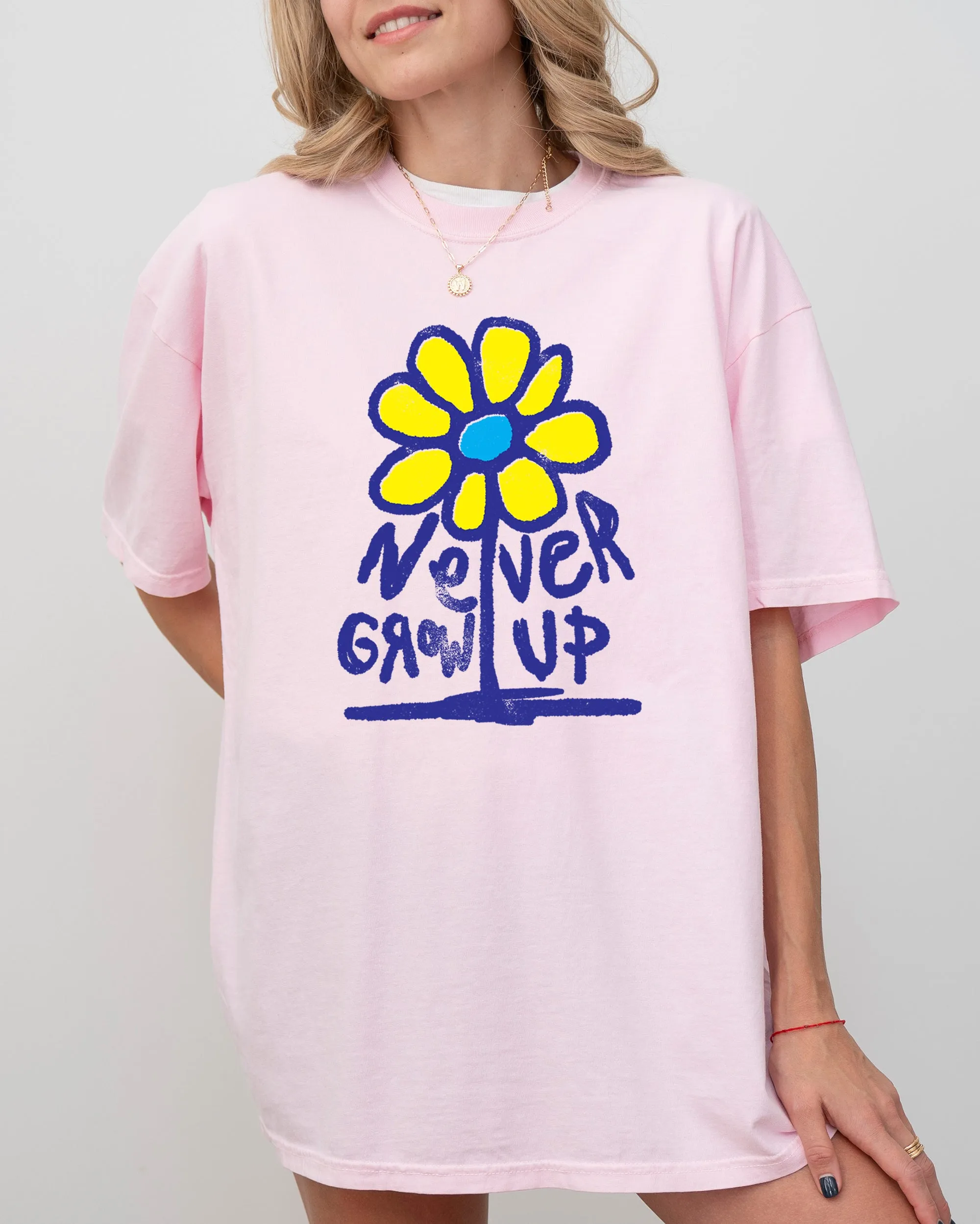Never Grow Up, Flower, Positvity, Retro, Vintage Tshirt Comfort Colors T-Shirt sold by Refinery Number One product image thumbnail 2