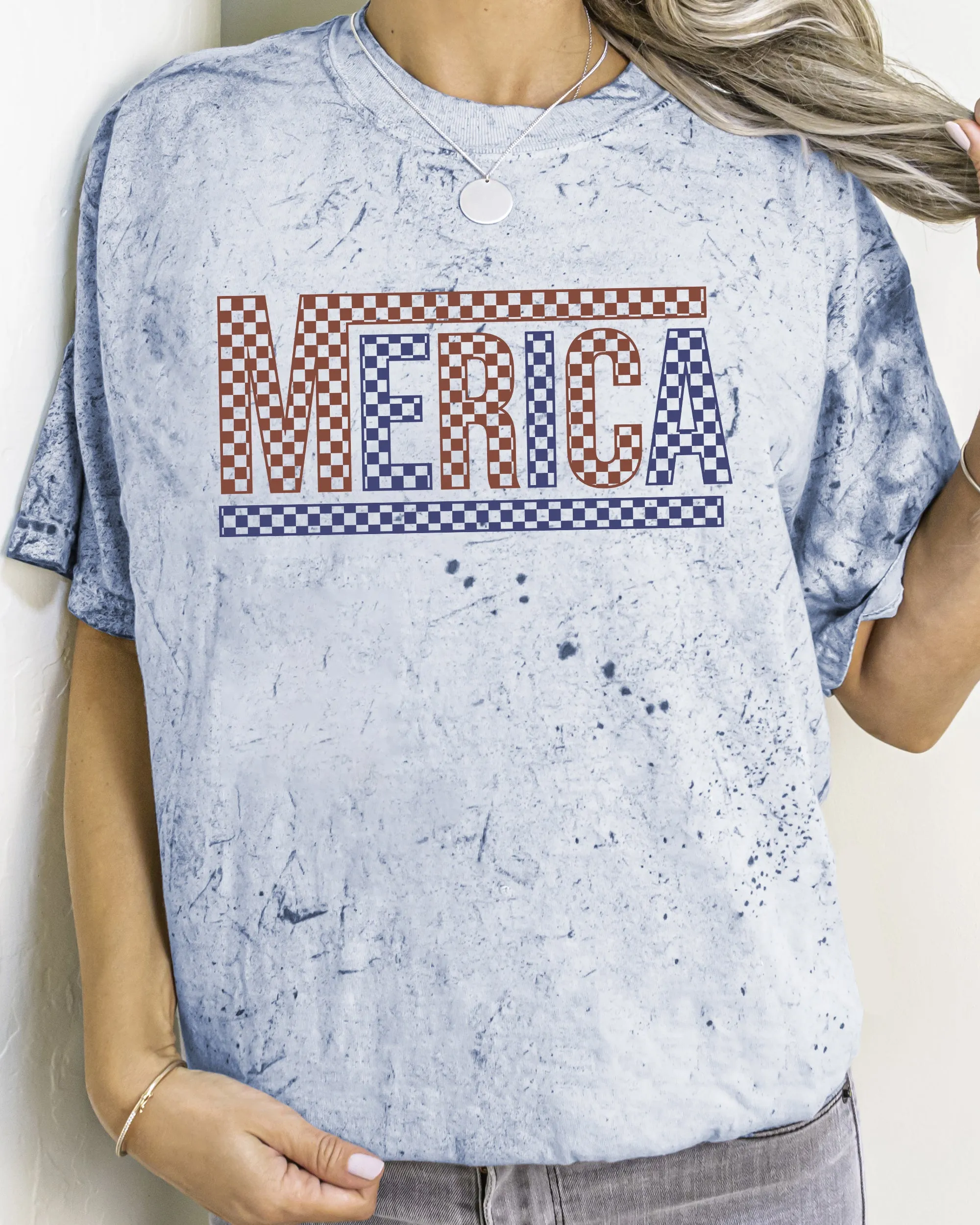 Merica, America, Retro, Checkered, USA, 4th Of July, Color Blast, Comfort Colors Tshirt sold by Refinery Number One
