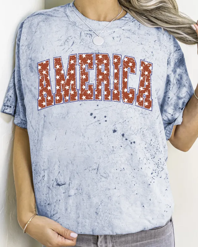 America, Patriotic, Red, Stars, 4th of July Color Blast, Comfort Colors Tshirt sold by Refinery Number One