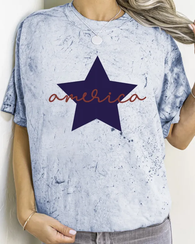 Retro America Star, Red White Blue, Patriotic, Color Blast, Comfort Colors Tshirt sold by Refinery Number One