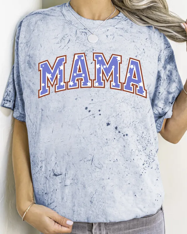 Patriotic Mama, Stars and Stripes, 4th of July Color Blast, Comfort Colors Tshirt sold by Refinery Number One