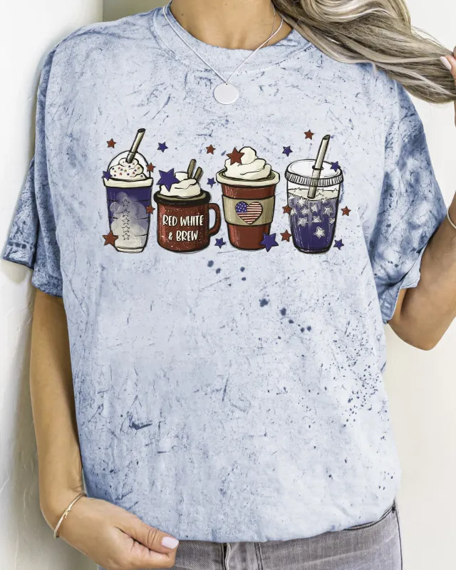 Coffee Lovers, America, Patriotic, 4th of July Color Blast, Comfort Colors Tshirt sold by Refinery Number One