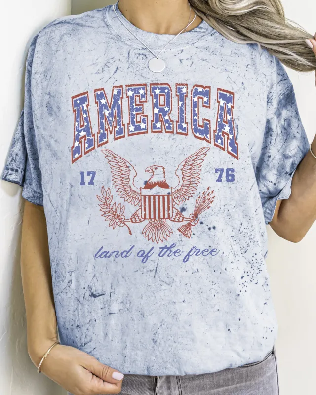 America, Land Of The Free, Eagle, 1776, USA, Independence Day, 4th Of July, Stars Stripes, Patriotic Color Blast, Comfort Colors Tshirt sold by Refinery Number One
