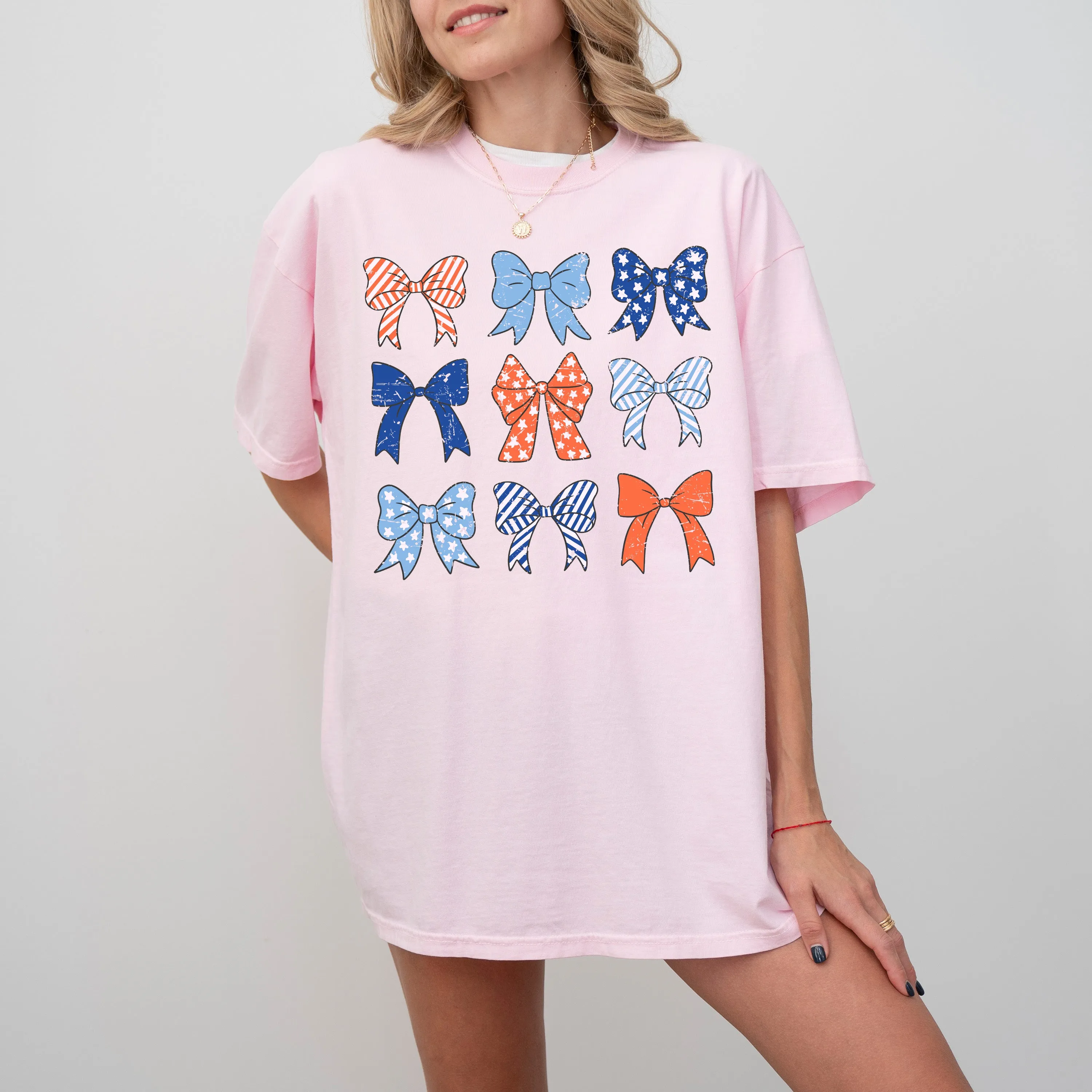 American Bows, Ribbon, Stars and Stripes, Coquette, USA, Independence, Day, Retro, Vintage, Tshirt Comfort Colors T-Shirt sold by Refinery Number One