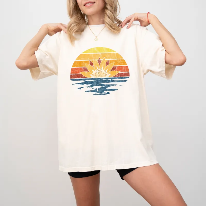 Colorful Beach Floral Sunset, Summer Vibes, California Dreaming, Vacation, Hot Girl Summer, Tshirt Comfort Colors T-Shirt sold by Refinery Number One