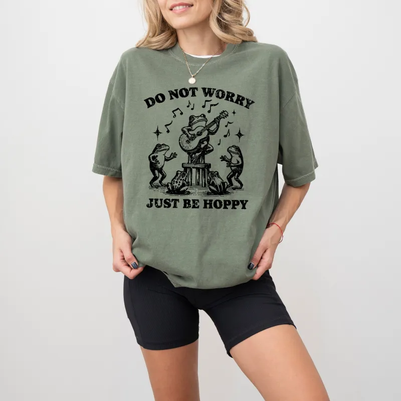 Don't Worry, Be Hoppy, Happy, Frog, Toad, Guitar, Funny, Reggae Music, Aesthetic, Meme, Tshirt Comfort Colors T-Shirt sold by Refinery Number One