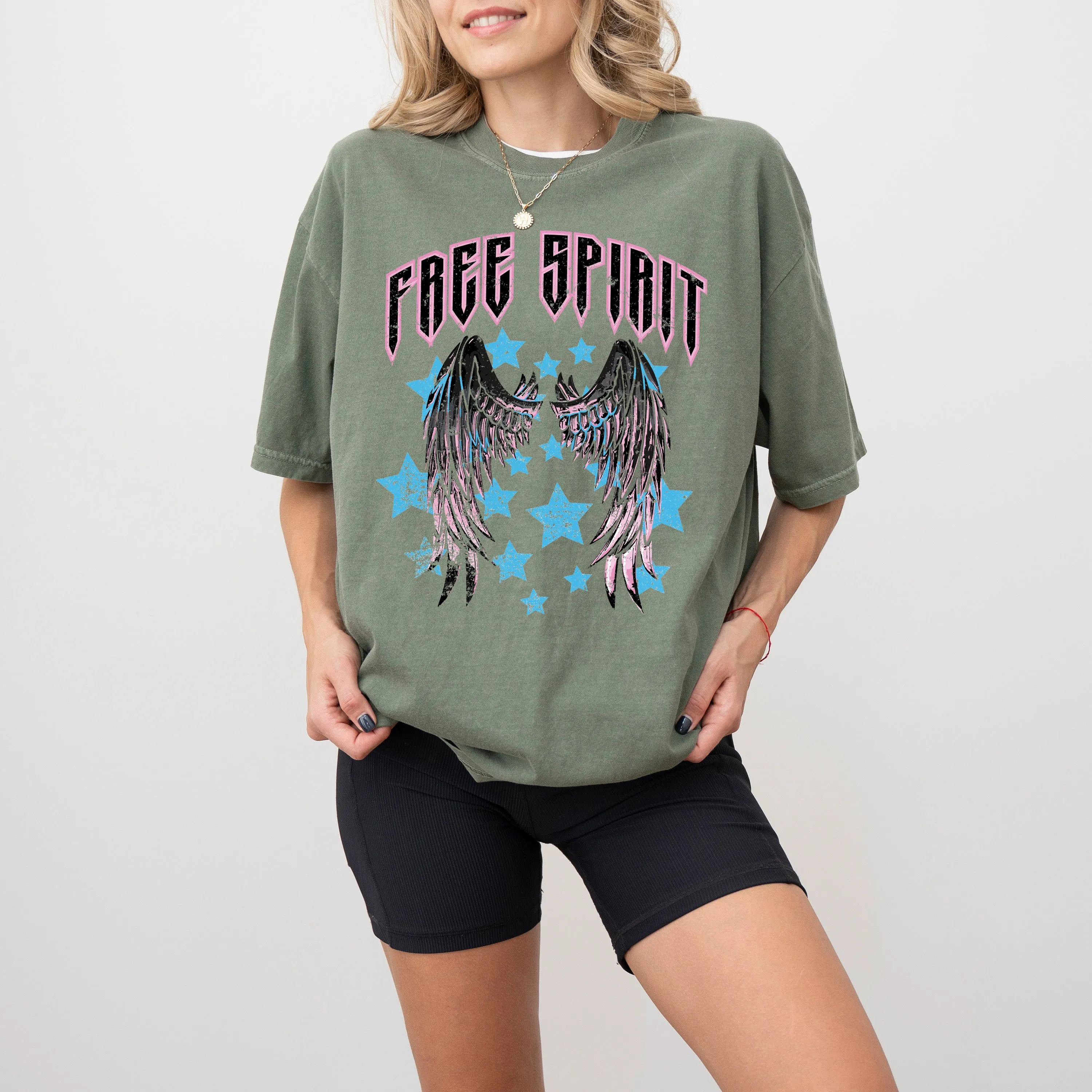 Free Spirit, Wings, Rock, Grunge, Stars, Concert Tee, 80s Rock Music, Tshirt Comfort Colors T-Shirt sold by Refinery Number One product image thumbnail 4